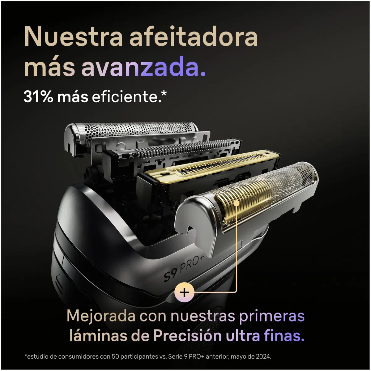 Braun Afeitadora Eléctrica Hombre Series 9 Pro+, Máquina de Afeitar Barba en Seco Y en Mojado con Tecnología 5+1, Inalámbrica, 60 Min de Uso, Base de Carga, 9617si, Plata