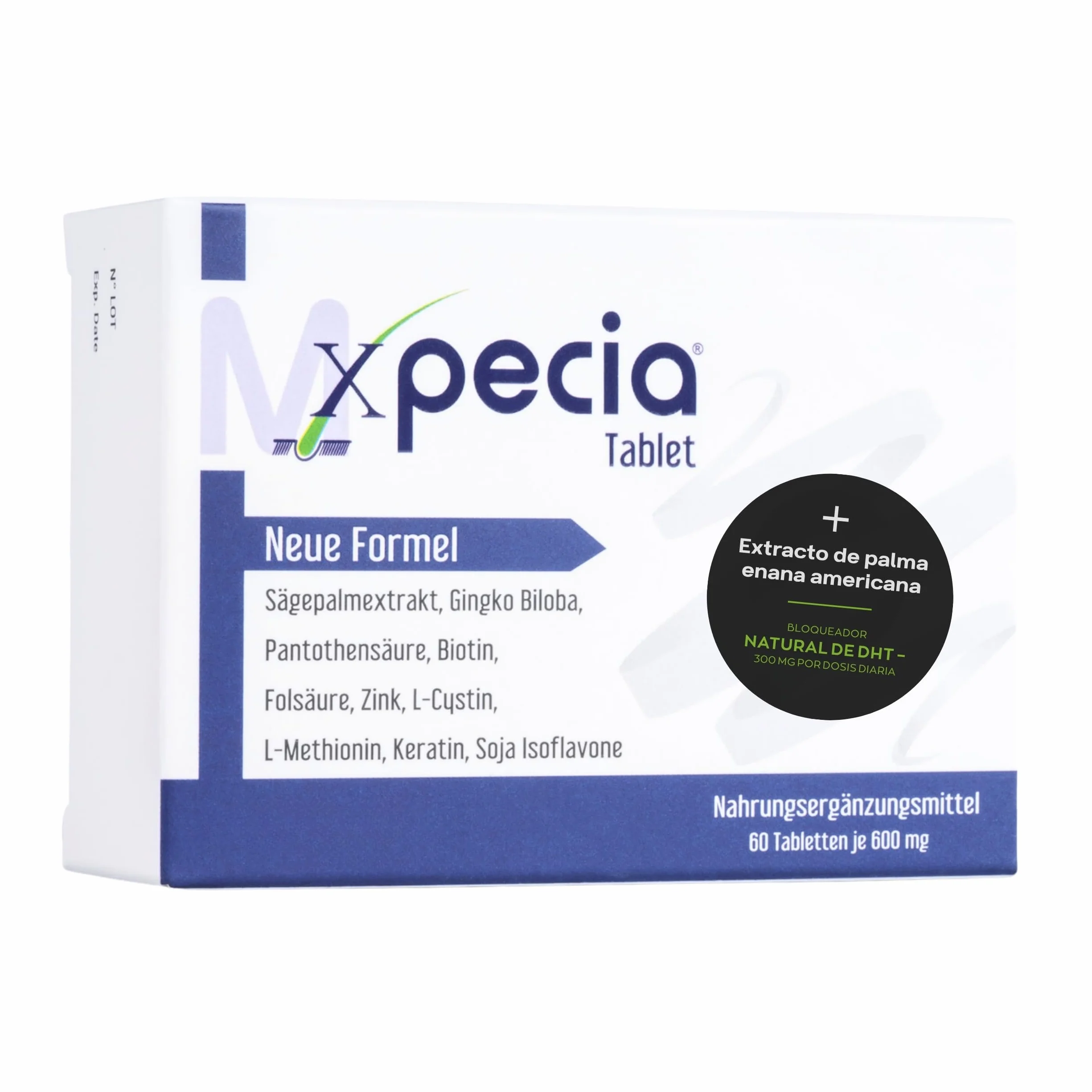 XPECIA - Anticaída del cabello para hombres, bloquea la DHT, fórmula para el crecimiento del cabello, 60 pastillas
