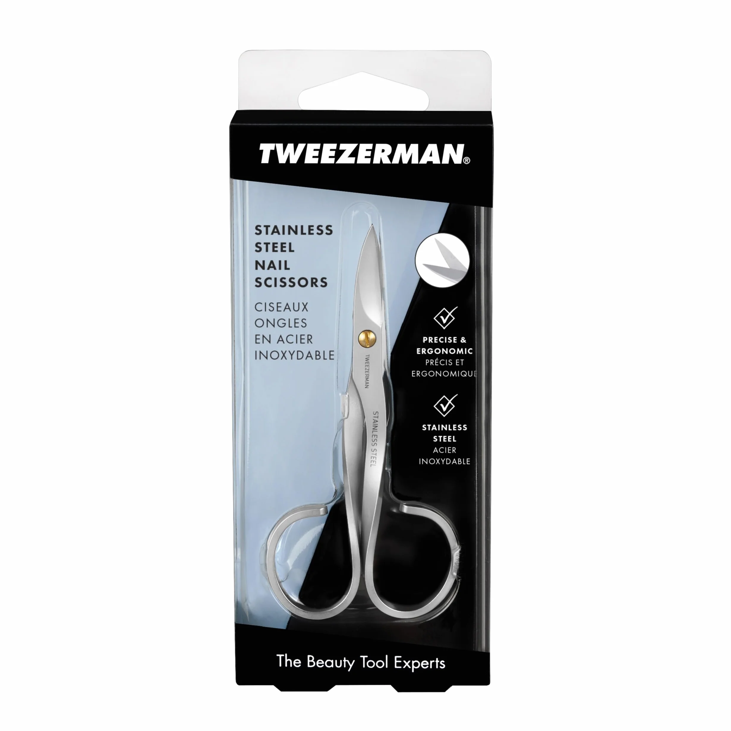 Tweezerman 3005-R - Tijera de uñas de acero inoxidable para manicura y pedicura