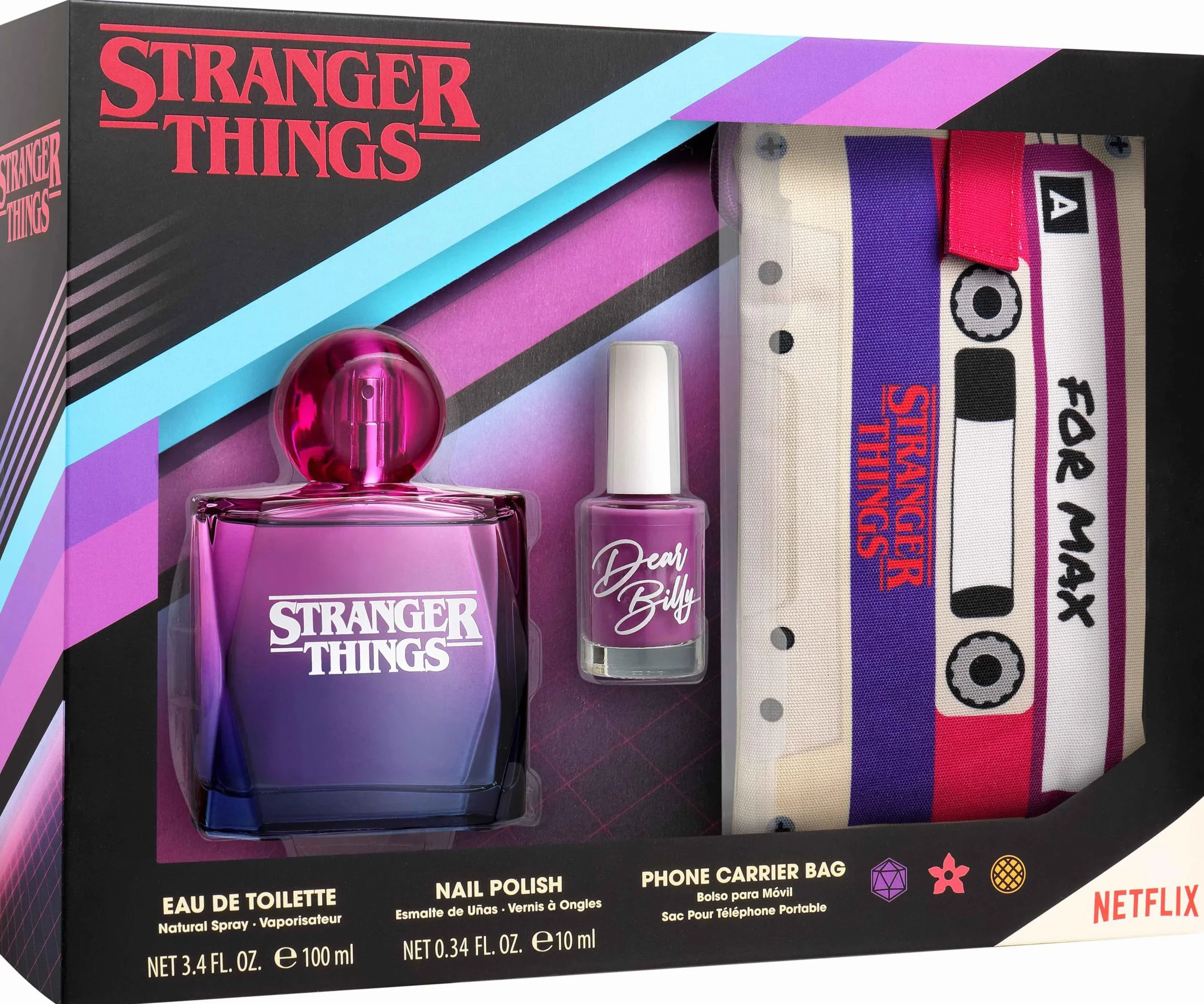 NETFLIX Stranger Things Gift Set with 100ml EDT Nail Polish and Retro Cassette Protective Case for Girls