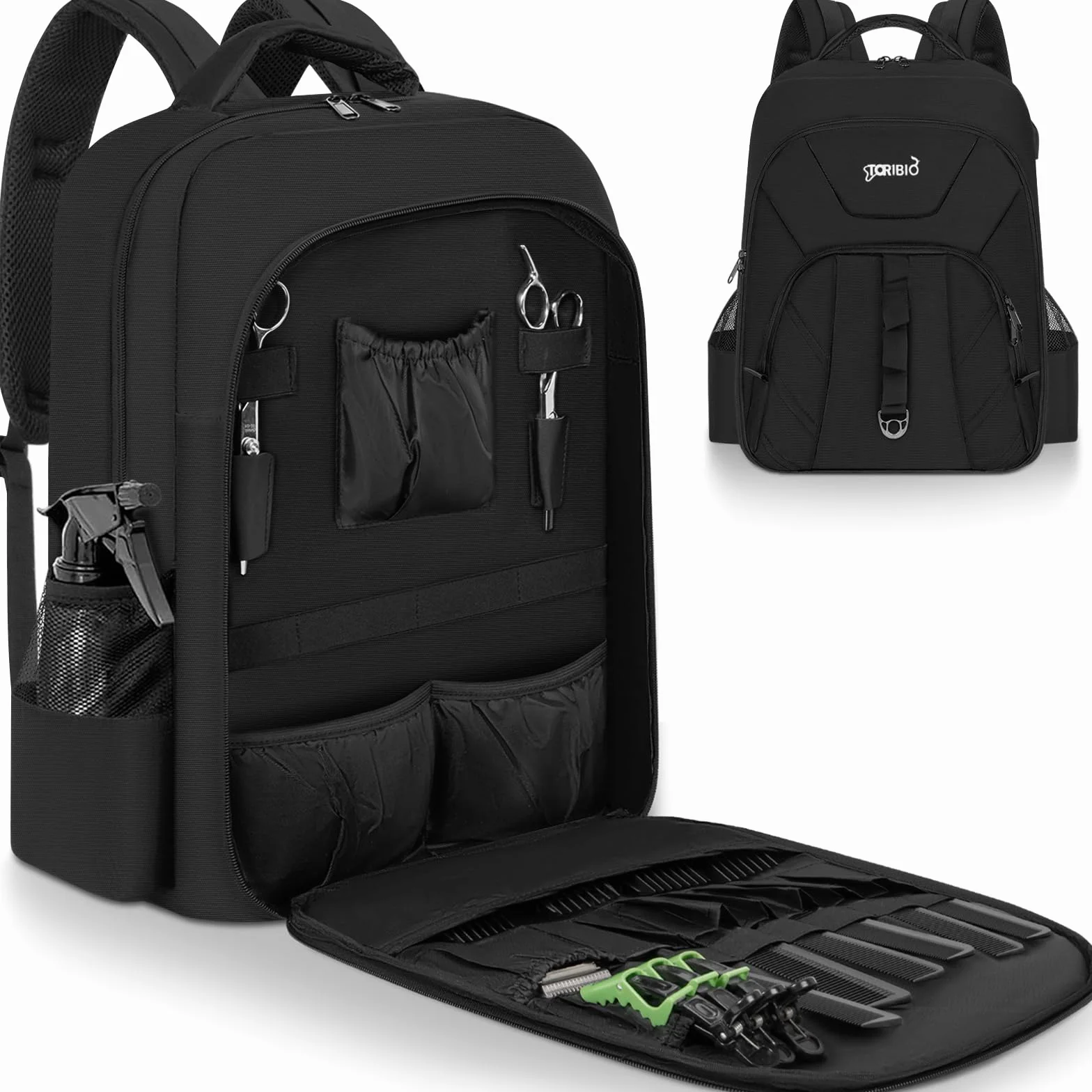 Barbería portaherramientas, barbería almacenamiento maleta, Clipper y accesorios organizador, peluquería mochila portátil para barbería, bolsa barber, negro