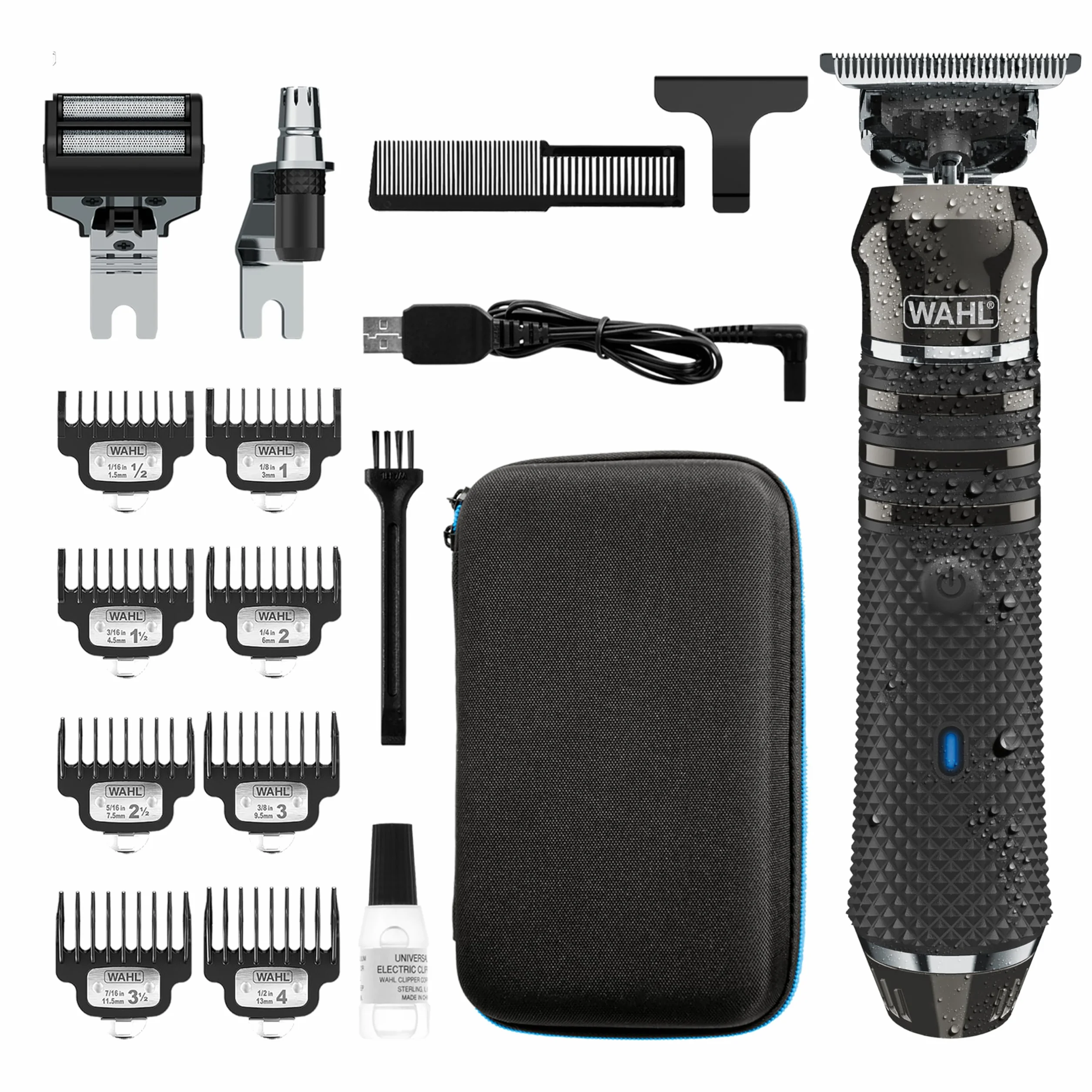 Wahl Pro Series High Visibility Trimmer, Cuchilla de Corte Cercano, Ion-Litio, Cortabarba totalmente lavable, Kit de Aseo, Cabezales Intercambiables, Profesional, Sin Cable, Corte Cercano