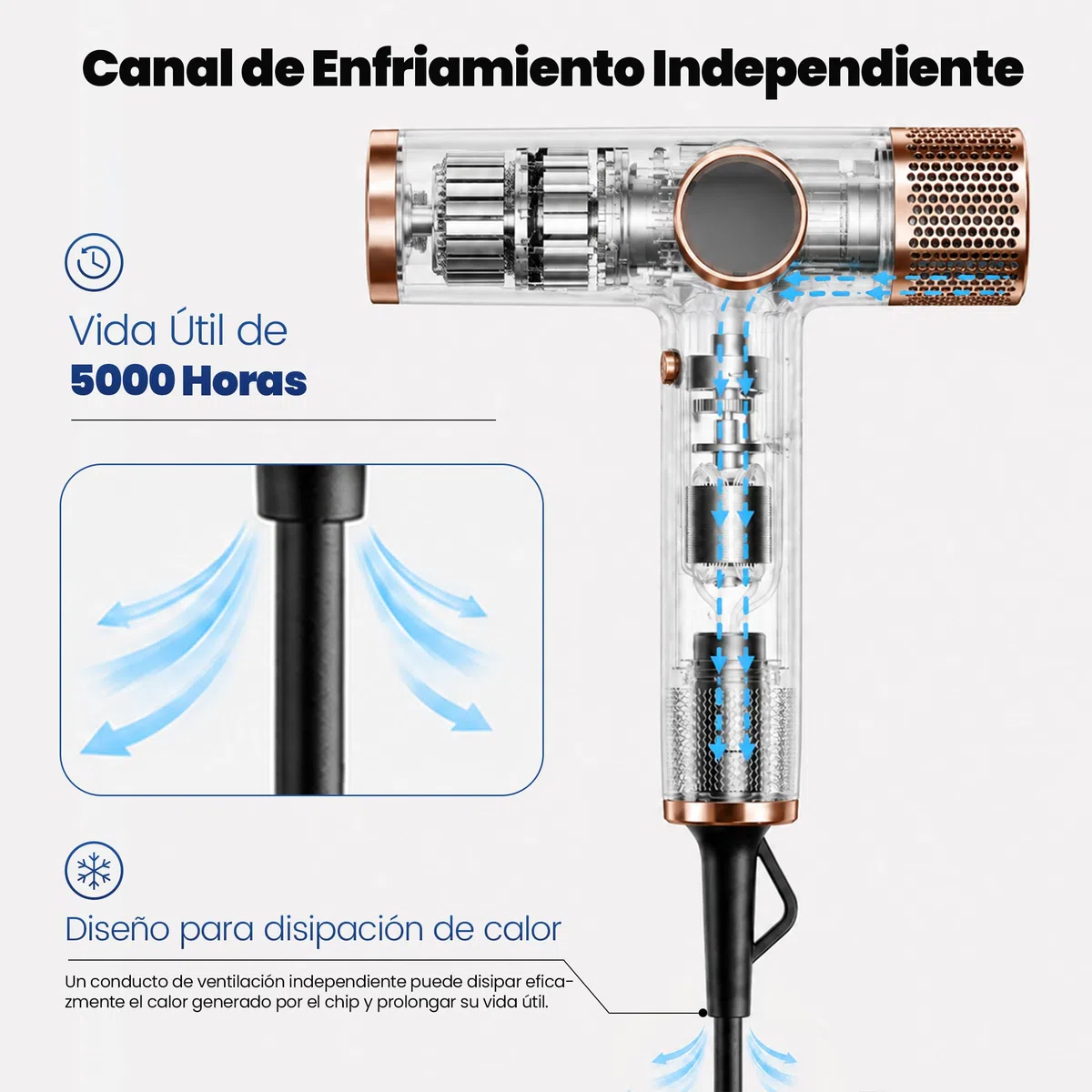 Faszin Secador de Pelo Profesional, Secador Rápido Ligero, Motor 110,000 RPM, Secador Pelo Iónico de 200 Millones para Mujeres y Hombres, Silencioso con 3 Boquillas Magnéticas (Negro y oro)