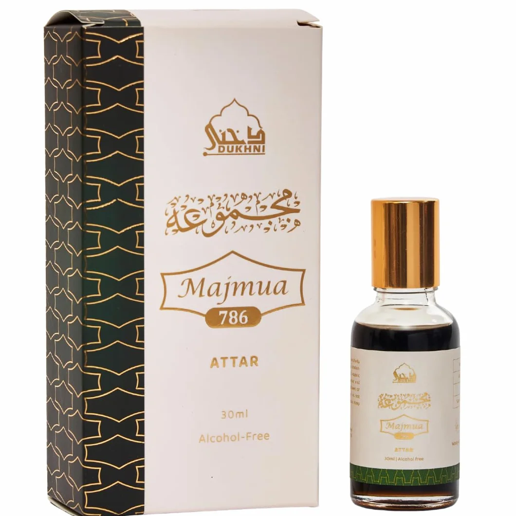 Aceite Majmua 786 Attar de Dukhni | Aceites de perfume árabe para hombres y mujeres | 30 ml de perfume puro, mezcla de perfume perfumado vetiver | Eid, Ramadán, Umrah regalos, fragancias islámicas