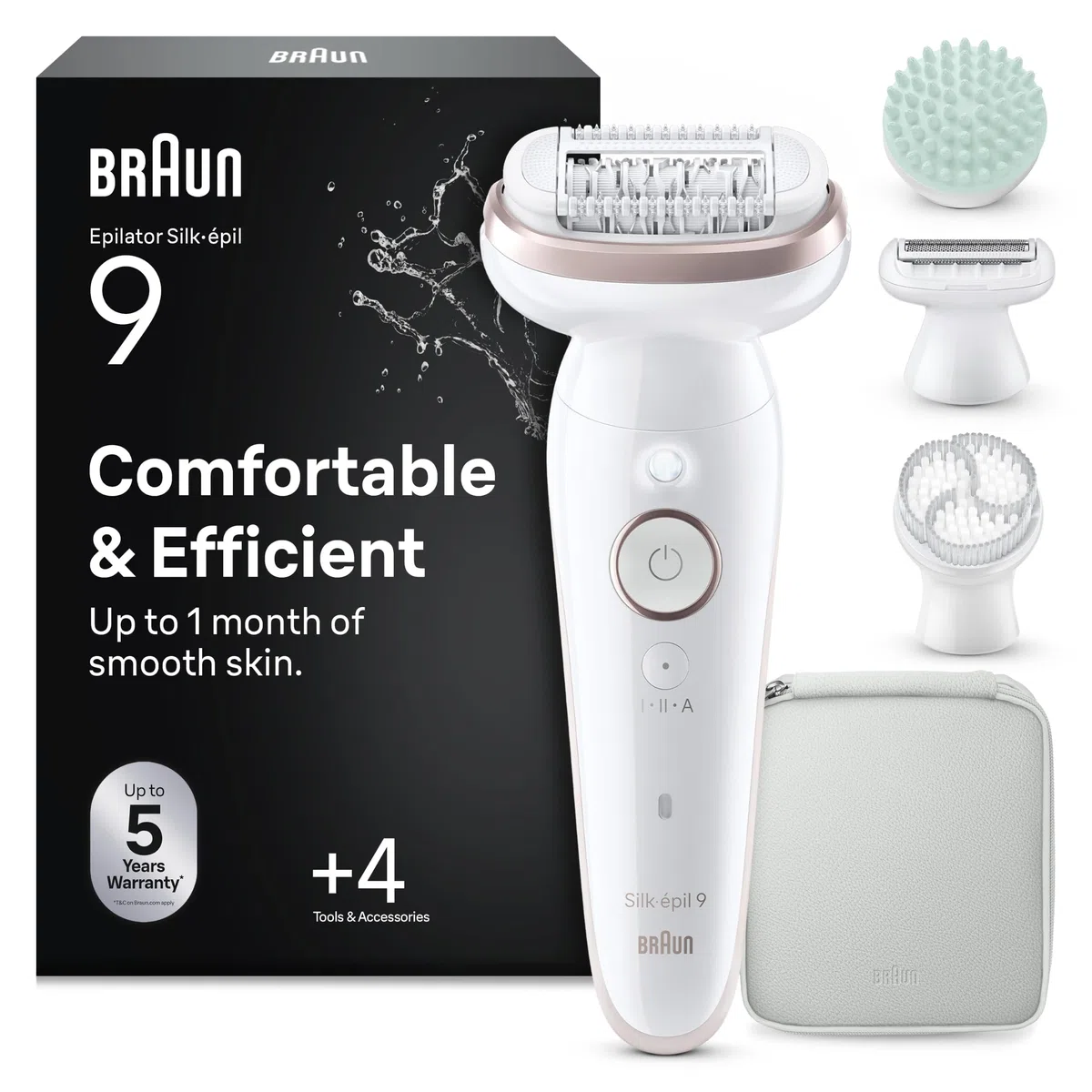 Braun Silk-épil 9 SkinSpa - Set todo en uno, depiladora para mujer, depiladora de larga duración, cabezal de afeitado, cabezal de masaje, color blanco y rosa