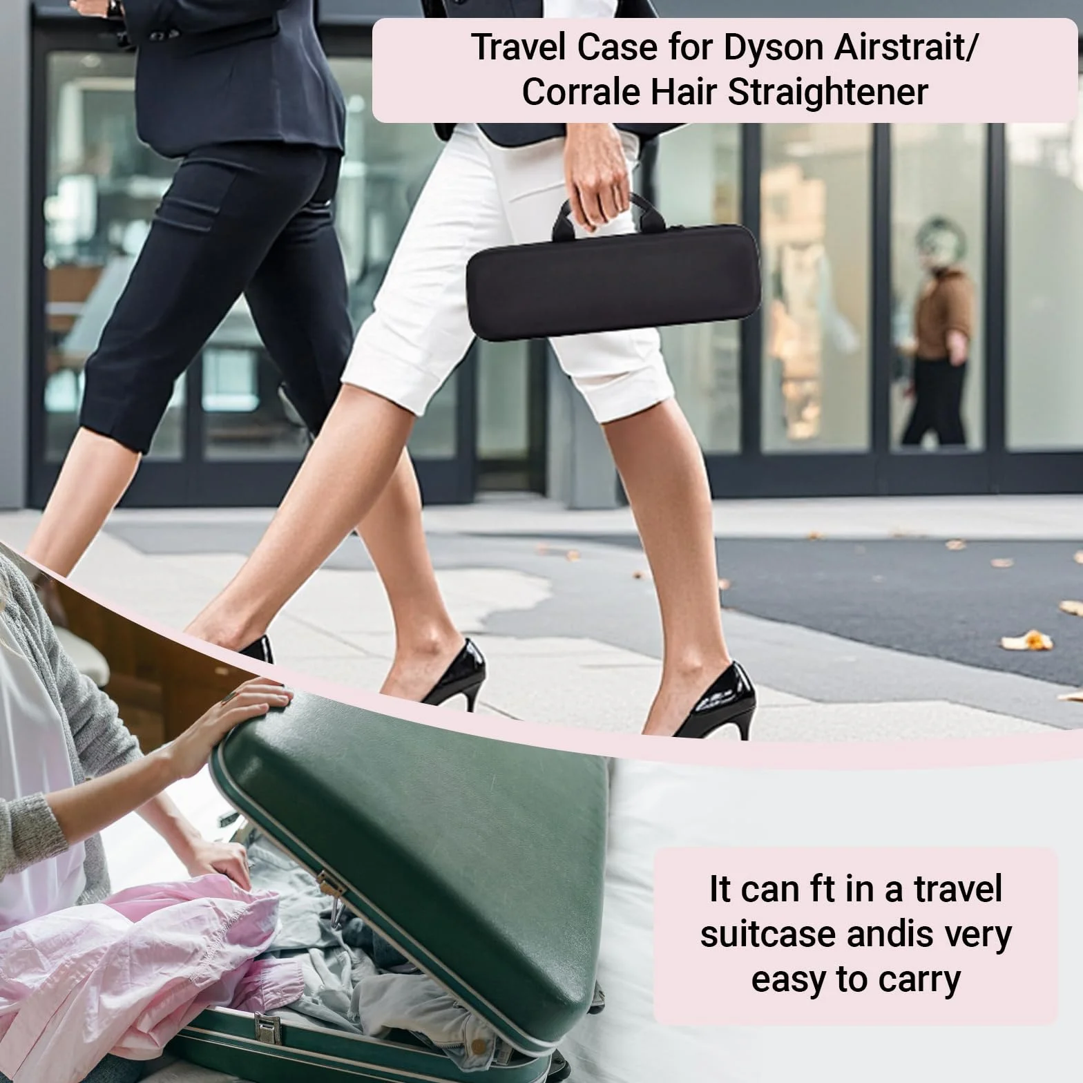 Bolsa de transporte para plancha de pelo Dyson Airstrait HT01, estuche rígido para plancha de pelo, impermeable, resistente a los arañazos y almacenamiento organizado para accesorios de potencia