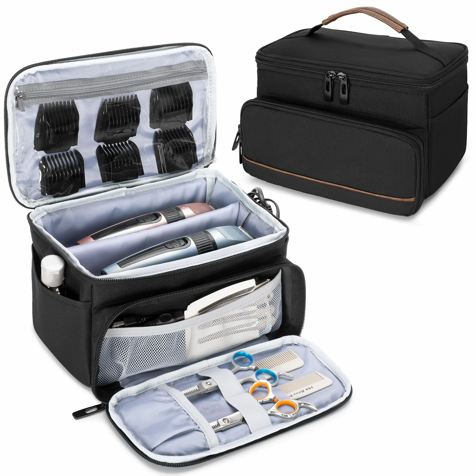 CURMIO Estuche Portátil para Cortapelos, Bolsa de Almacenaje Compatible con Andis, Hatteker, Oster Maquina Cortar Pelo y Otras Herramientas de Peluquería, Negro