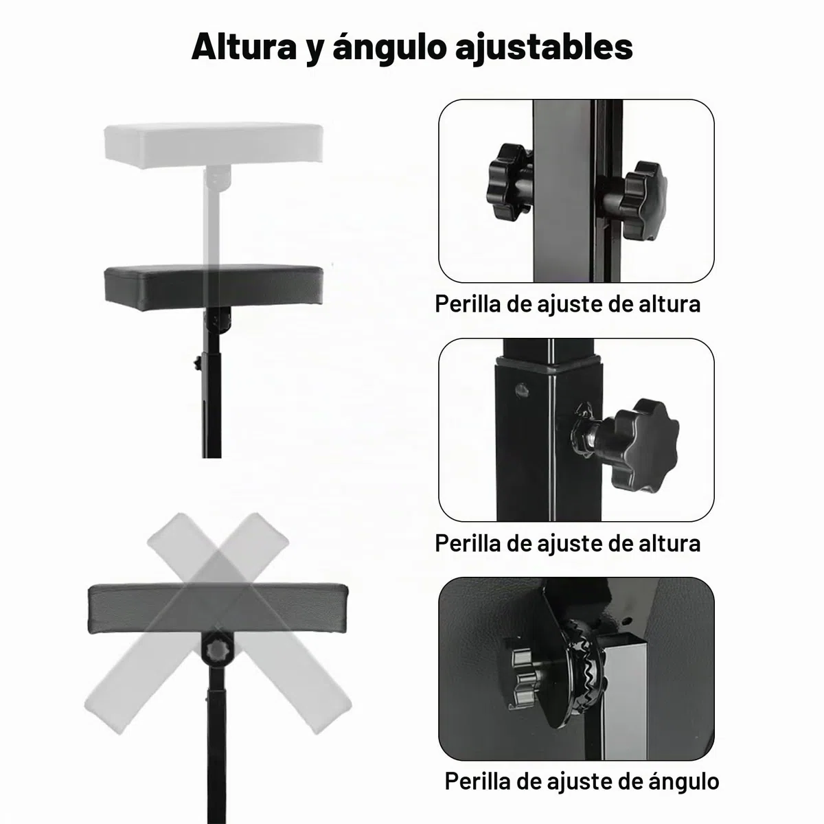 Reposabrazos Profesional para Tatuajes, Soporte de Brazo Plegable con Reposapiernas Ajustable en Altura, Base Estable y Apoyo Acolchado para Estudios de Tatuadores