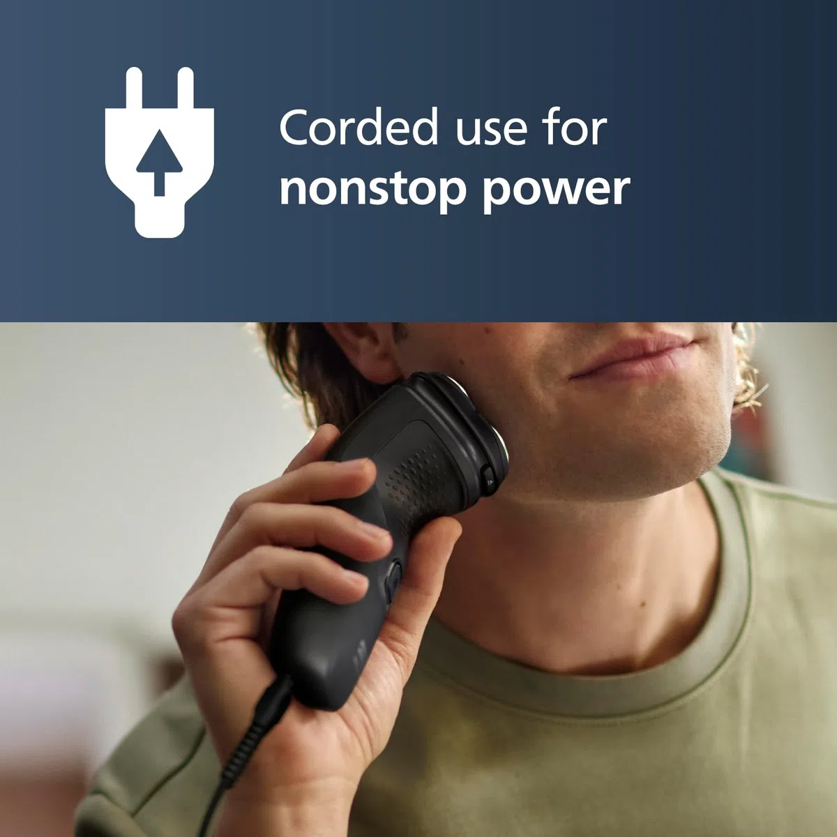 Philips Norelco Shaver 1100, con cuchillas de corte cómodo y cabezales flexibles 4D (solo para uso con cable), S1016/90