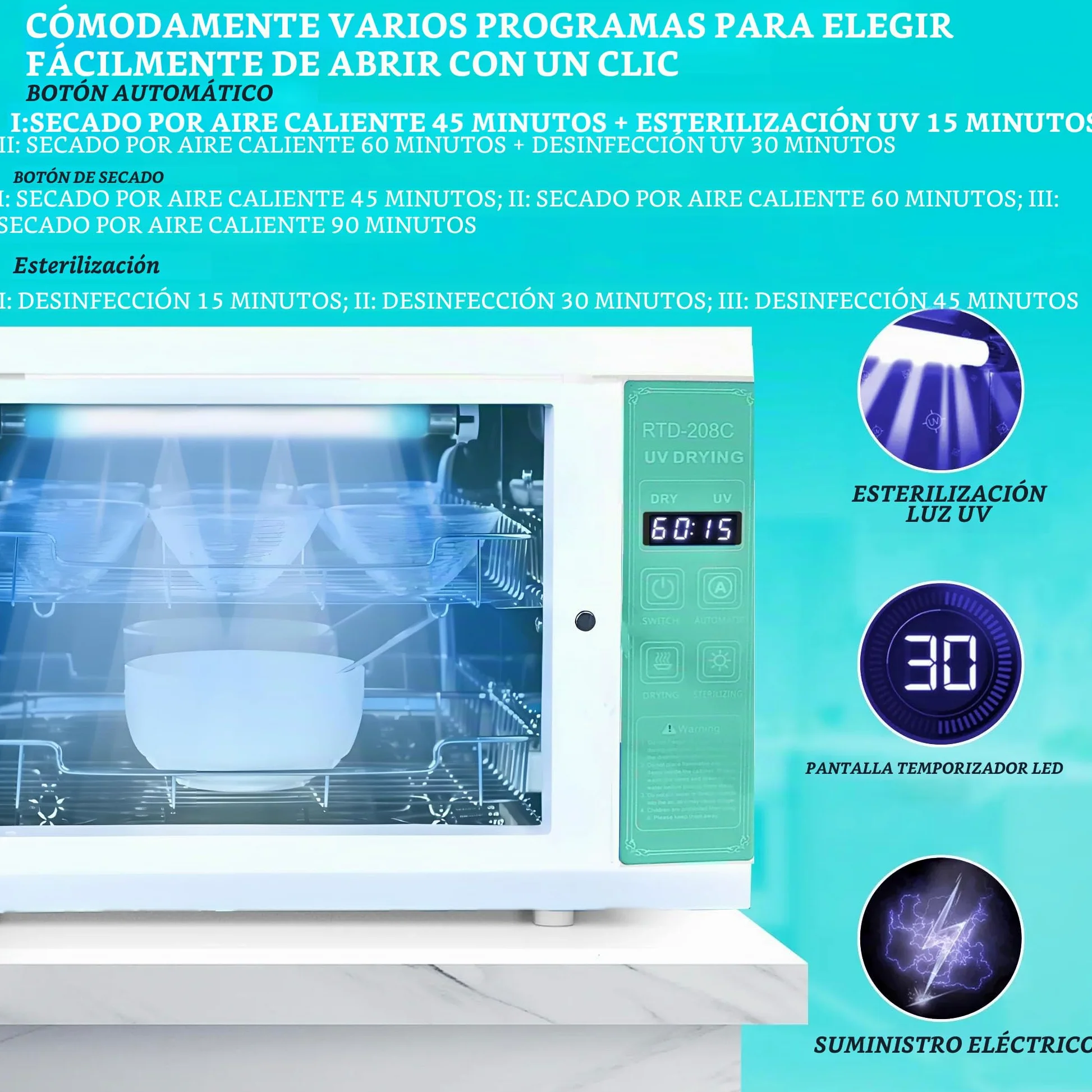 Esterilizador UV LED con Temporizador - Caja/Armario de Desinfección UV para Herramientas de Uñas, Manicura, Barbería, Salón de Belleza y Uso en Casa