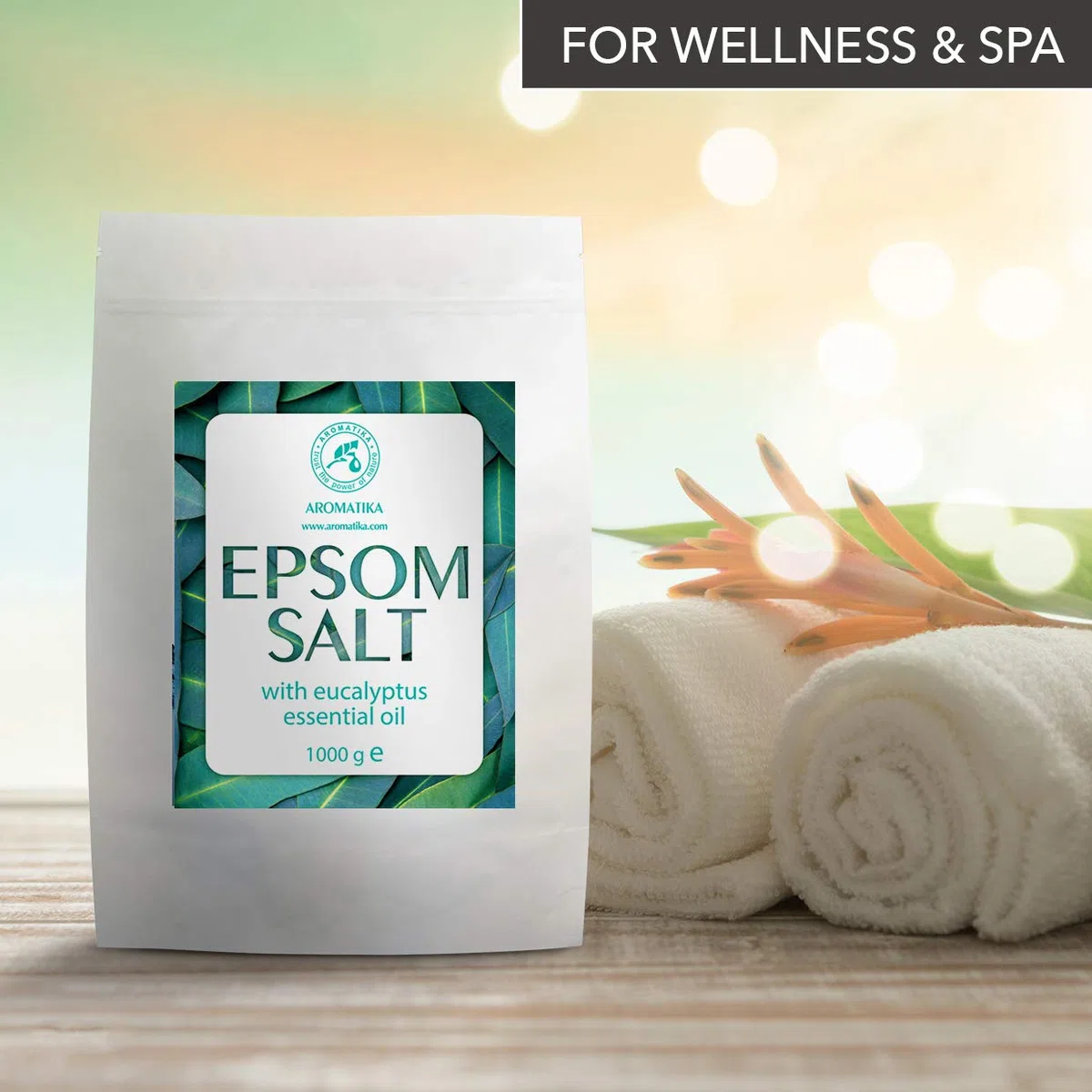 Sal Inglesa de Baño con Aceite Esencial de Eucalipto 3kg - Cristales de Sulfato de Magnesio para Aliviar el Dolor Muscular - Cuidado de la Piel - Relajación Muscular - Buen Sueño