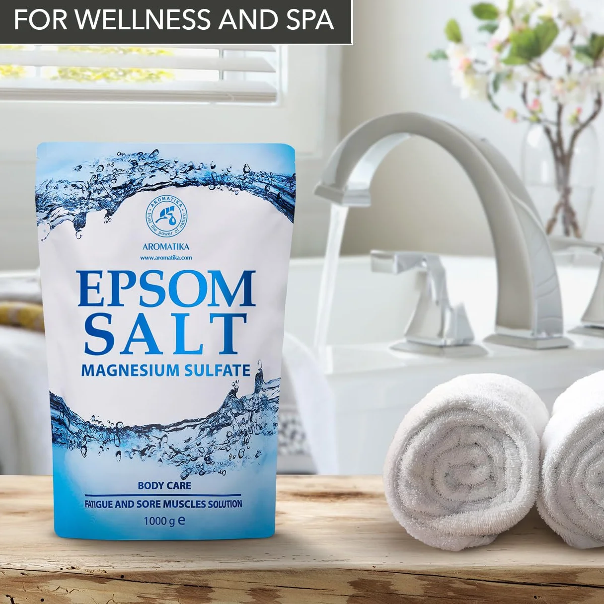 Epsom Sal de Baño 5kg - 100% Puro & Natural Epsom Sal - Sulfato de Magnesio Concentrado - Calmante y Alivia los Músculos Doloridos - Cuidado del Cuerpo - Buen Cuidado de Piel - Relajante Muscular