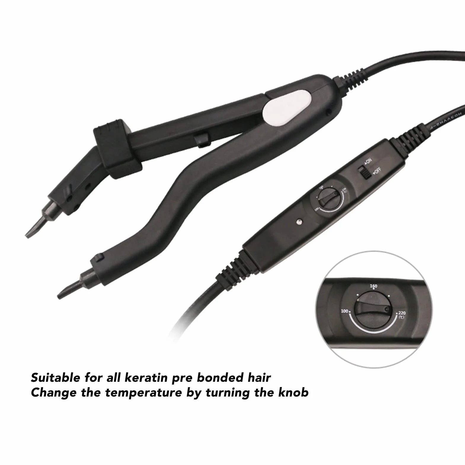 Herramienta para Extensiones de Cabello de Fusión - Plancha de Calor 100-240V Con Conector (Enchufe de la UE)