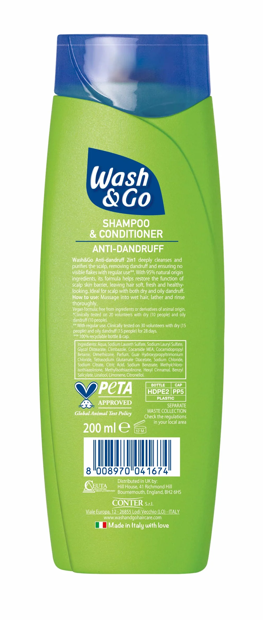 Wash & Go 2 en 1 Champú y Acondicionador Anticaspa, Paquete de 9