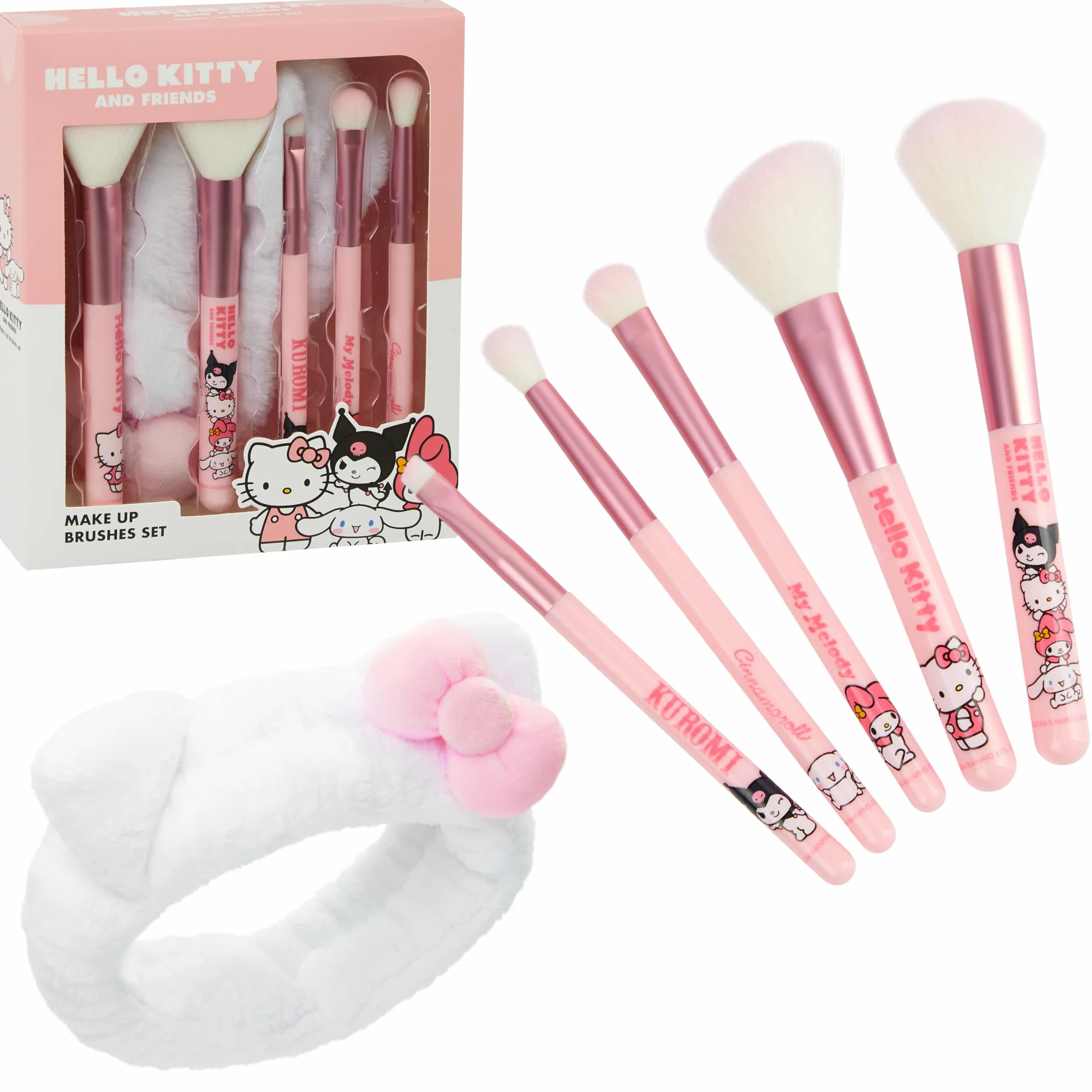 Hello Kitty Set de Brochas de Maquillaje, Kit de 5 Pinceles - Regalos para Mujer