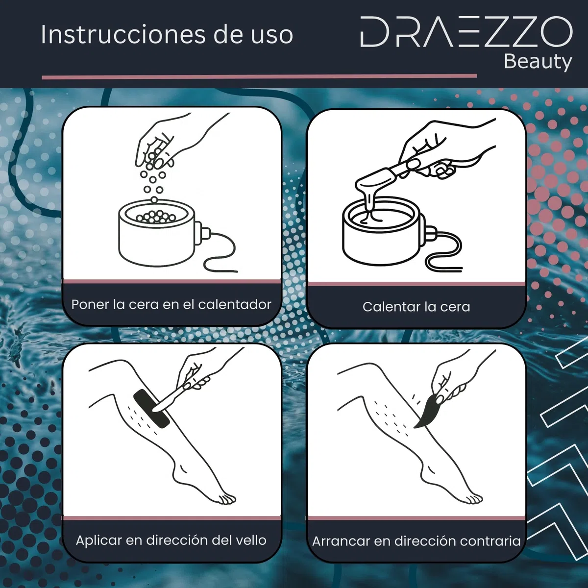 Draezzo Velvet - Calentador de Cera Depilatoria Profesional 450 ml - Kit con Maquina de Cera Caliente para Depilar + Cera Caliente Depilacion Italiana - It’s Time to Shine - Depiladora mujer