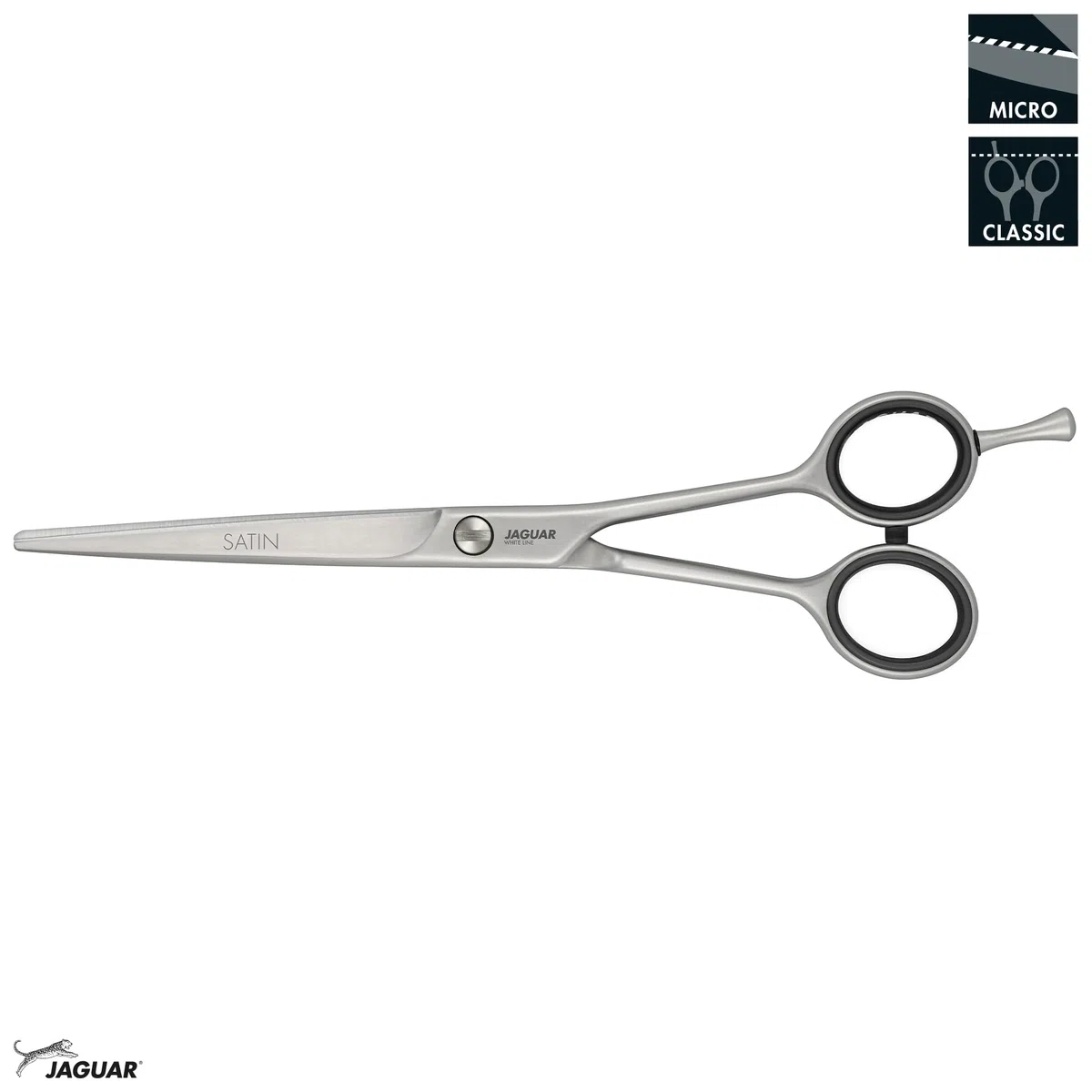 Jaguar 14562 L nea blanca de sat n de 7 pulgadas, 1 paquete (1 x 1 pieza), Negro, estandar | Solinger - Tijeras de peluquería de acero especial Solinger de alta calidad, diseño clásico, mate, fabricadas en Alemania