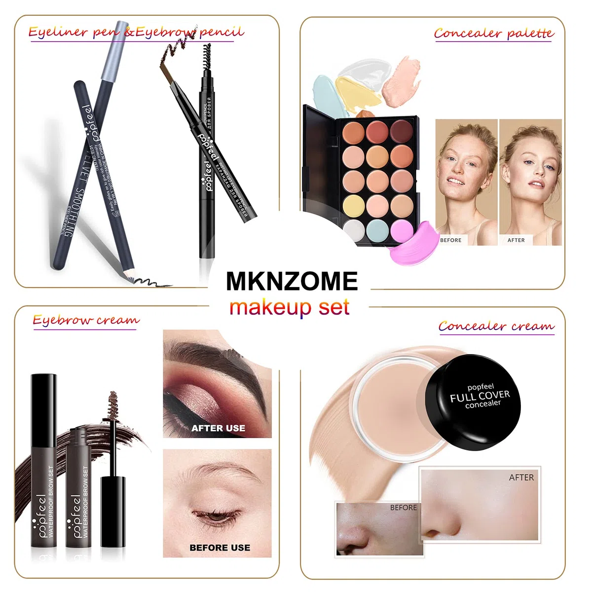 Kit de Maquillaje Profesional Completo, MKNZOME Set de Maquillaje Mujer Estuches de Maquillaje Portátil Paletas de Sombras de Ojos Fundación barra de labios para Mujeres Niñas