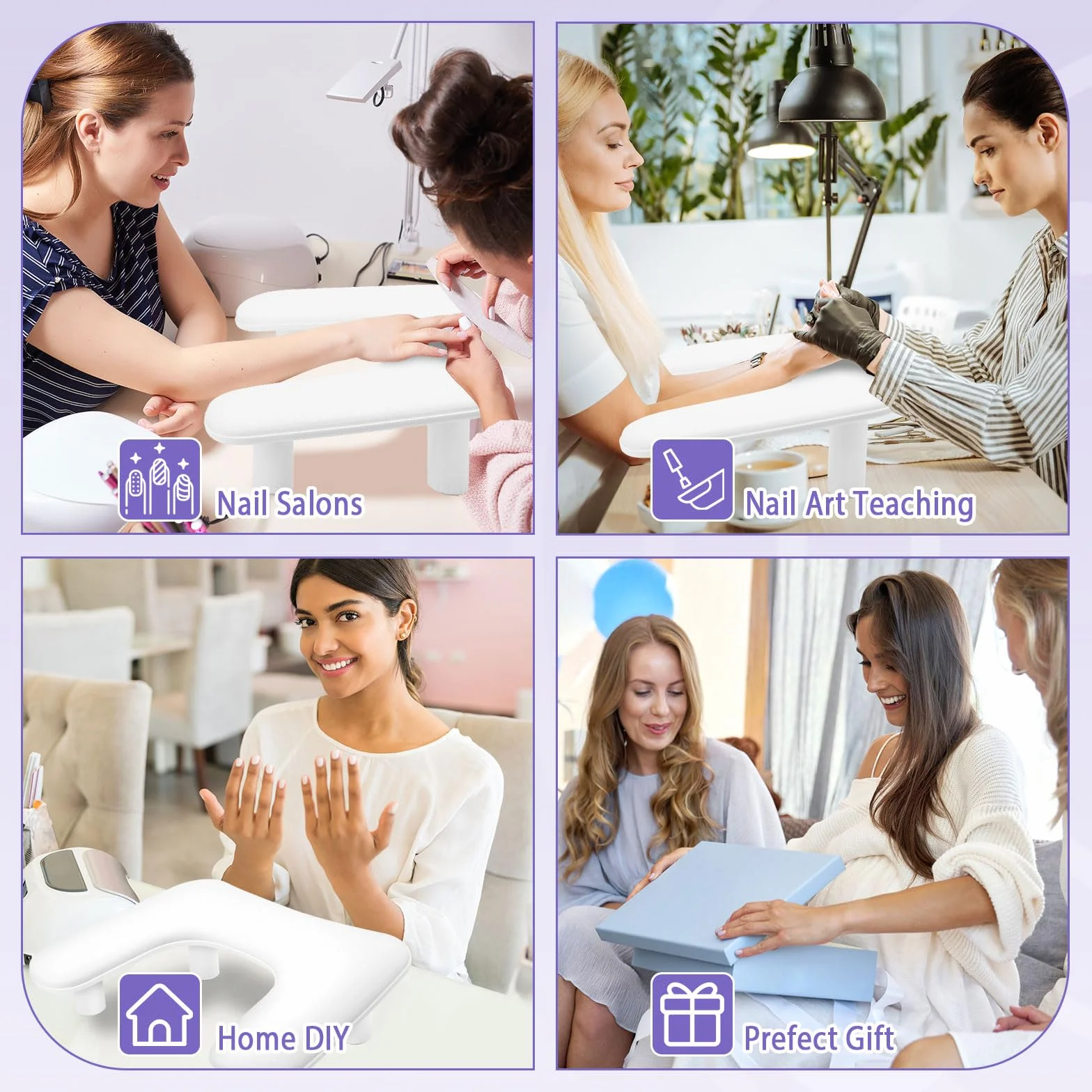 Almohada de Mano de Uñas, Reposabrazos de Uñas para Manicura en Forma U, Reposabrazos para Uñas de Altura Ajustable, Reposabrazos Manicura Adecuado para Salones de Manicura