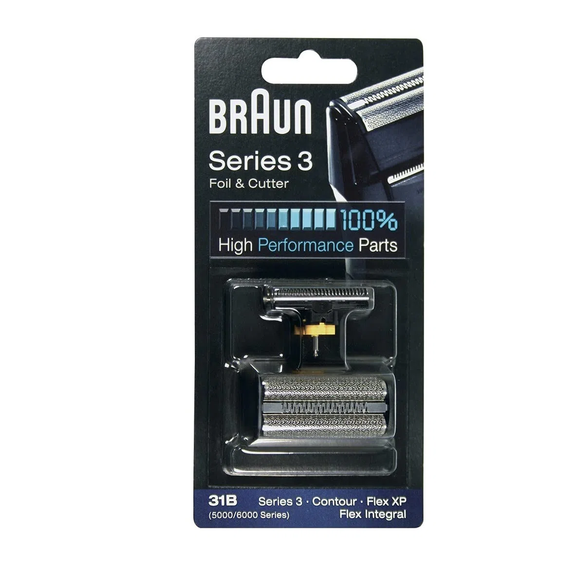 Braun Series 3 Cabezal de Recambio 31B ORIGINAL para Afeitadora Eléctrica Hombre, Compatible con las Máquinas de Afeitar Series 3, Fabricado en Alemania, Negro