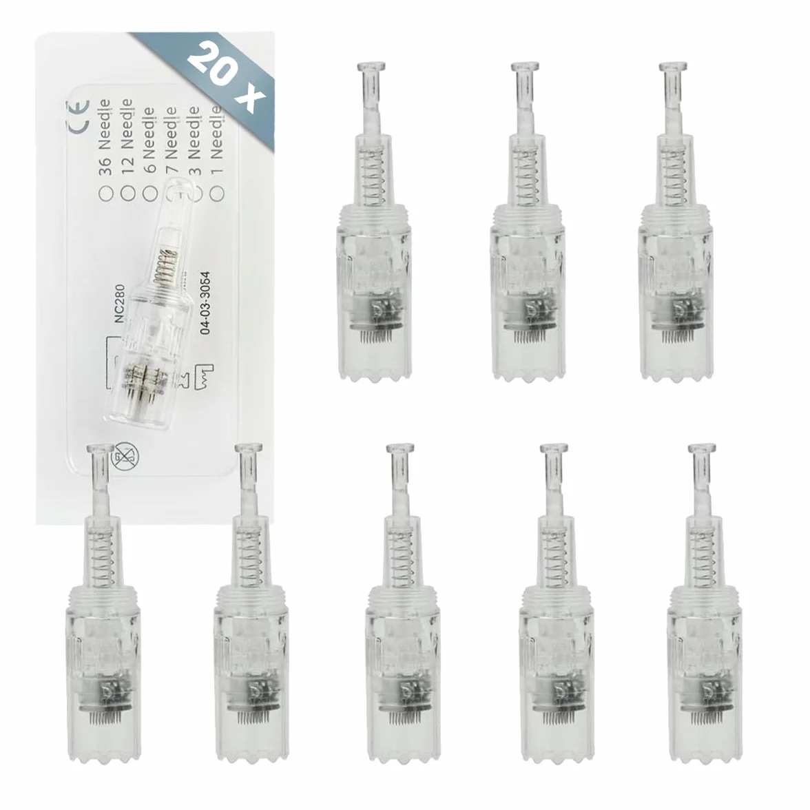P-Beauty Dermapen M1 Cartuchos de aguja para microneedling – Cartuchos de aguja de repuesto para coche Derma Elektrik Pen M1 – Cierre de rosca WWWELLE – contra arrugas, acné y cicatrices (20 unidades