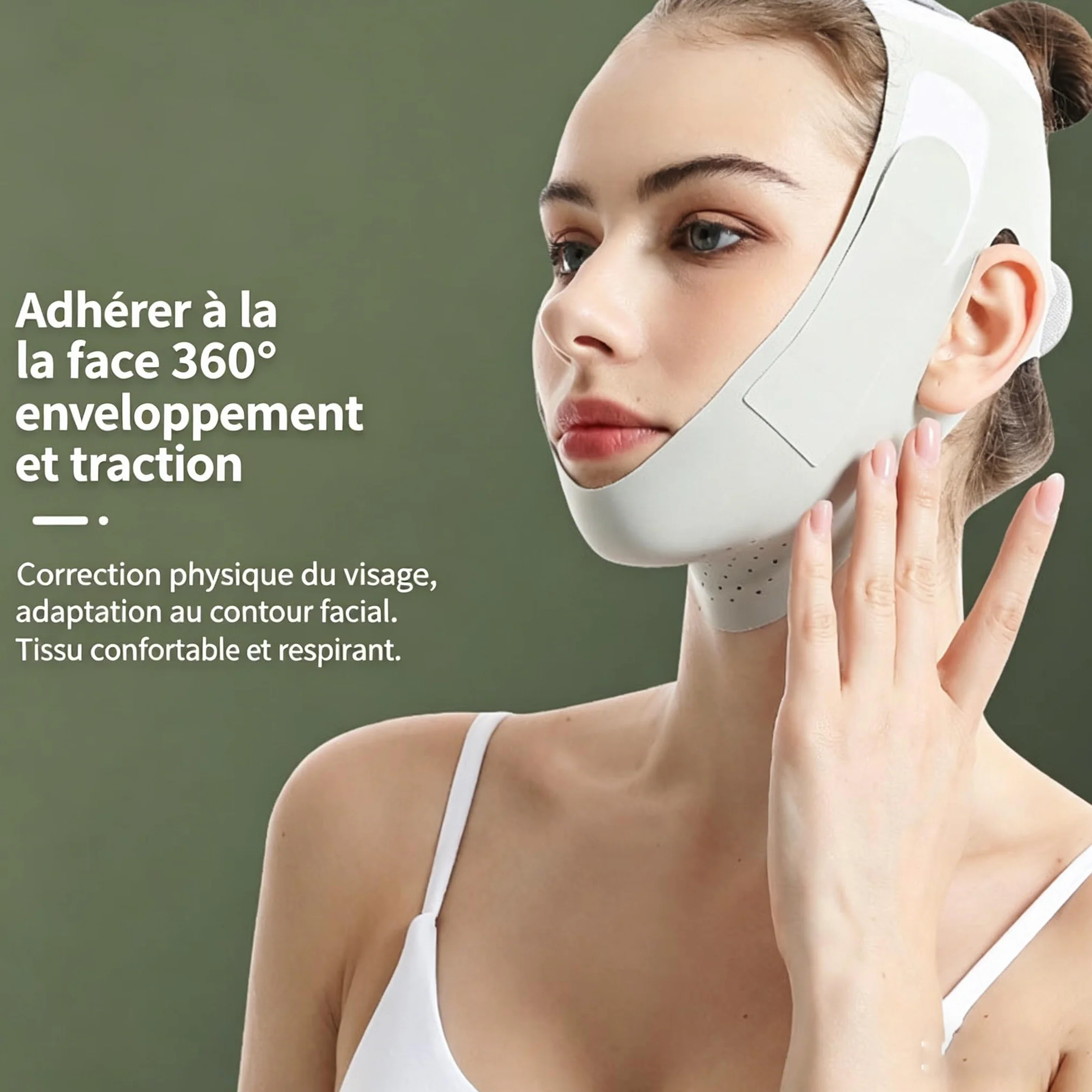 Banda Moldeadora de Colágeno CaraDura Cinta de levantamiento facial transpirable y reutilizable, correa de barbilla para adelgazar y lipocompresión
