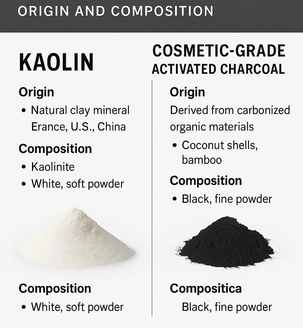 Activated Charcoal & Kaolin Clay Powder – 250g | Natural Detox Blend for Face Masks, Acne, Oily Skin, and DIY Skincare | Deep Pore Cleansing & Oil Control