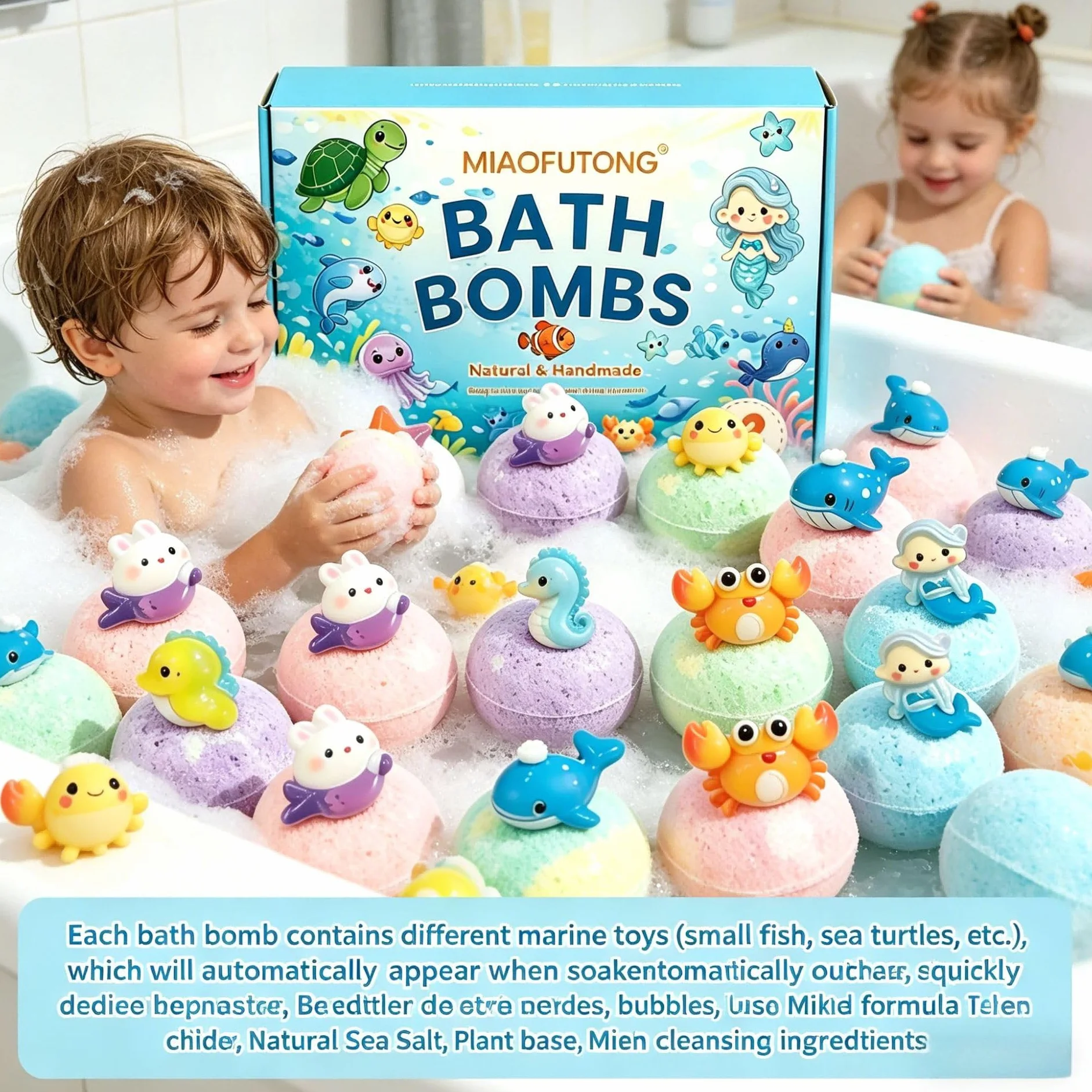 PlayFizz - Easter Surprise Bath Bombs WITH TOYS for KIDS 1 Box – 12 Pieces(1 Box – 12 Pieces)