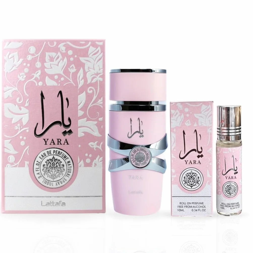 Lattafa Yara - Set de 2 piezas para mujer, Eau de Parfum Spray + 0,34 Aceite de Perfume Concentrado