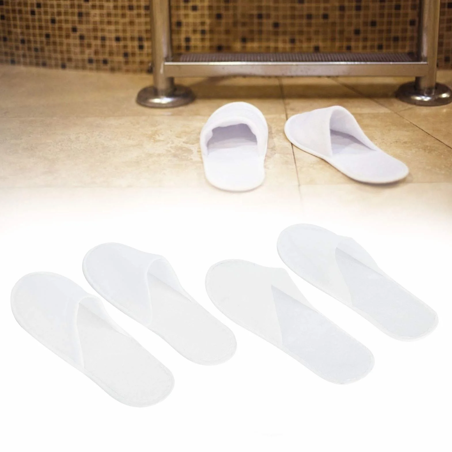 50 Pares de Pantuflas Desechables Antideslizantes Unisex Portátiles para Invitados de Casa, Hotel, SPA, Fiesta (M)