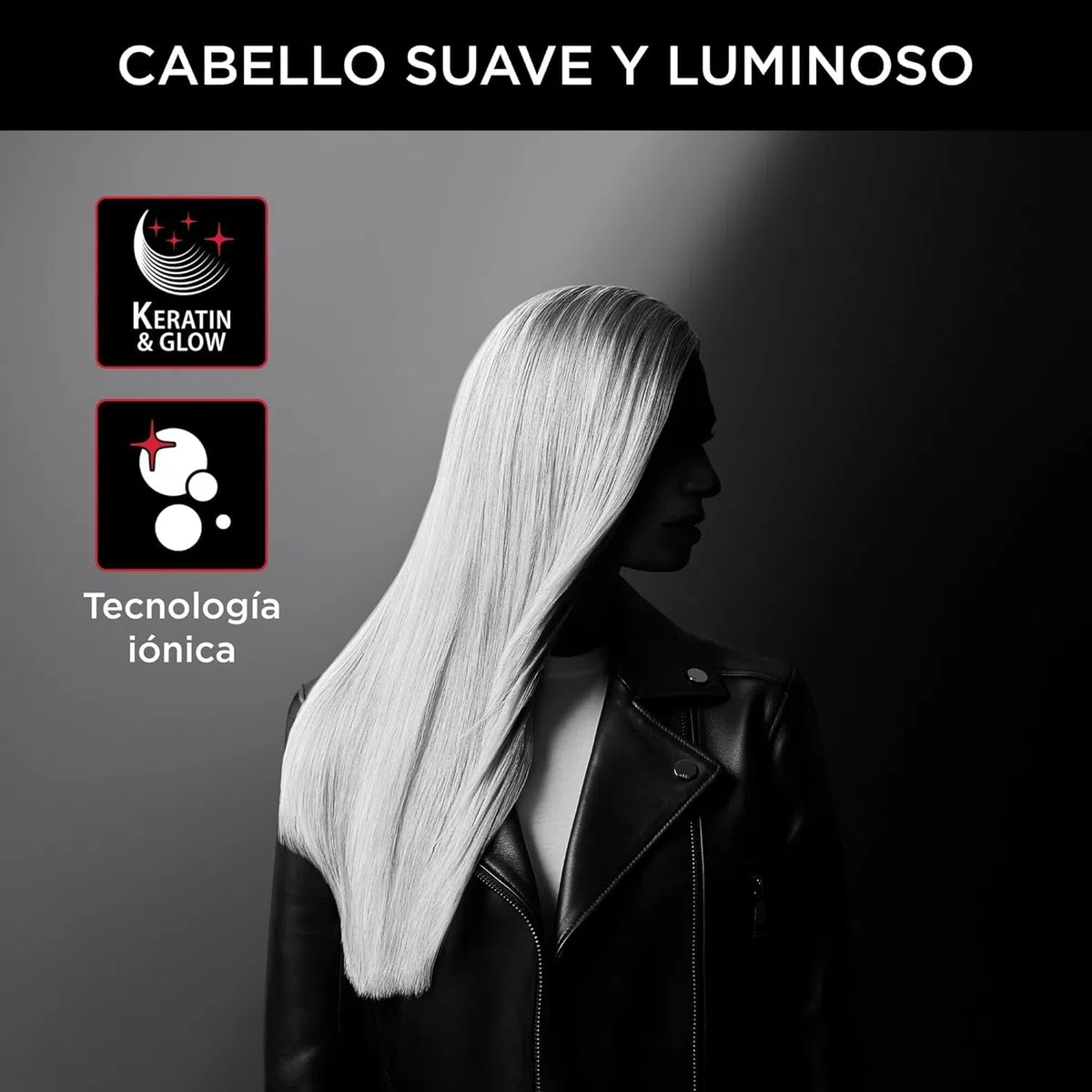 Rowenta x Karl Lagerfeld Optiliss Ionic, Plancha de pelo con revestimiento cerámico para un pelo suave, 10 temperaturas hasta 230º, alisado eficiente, rizos y ondas, negro, SF323L