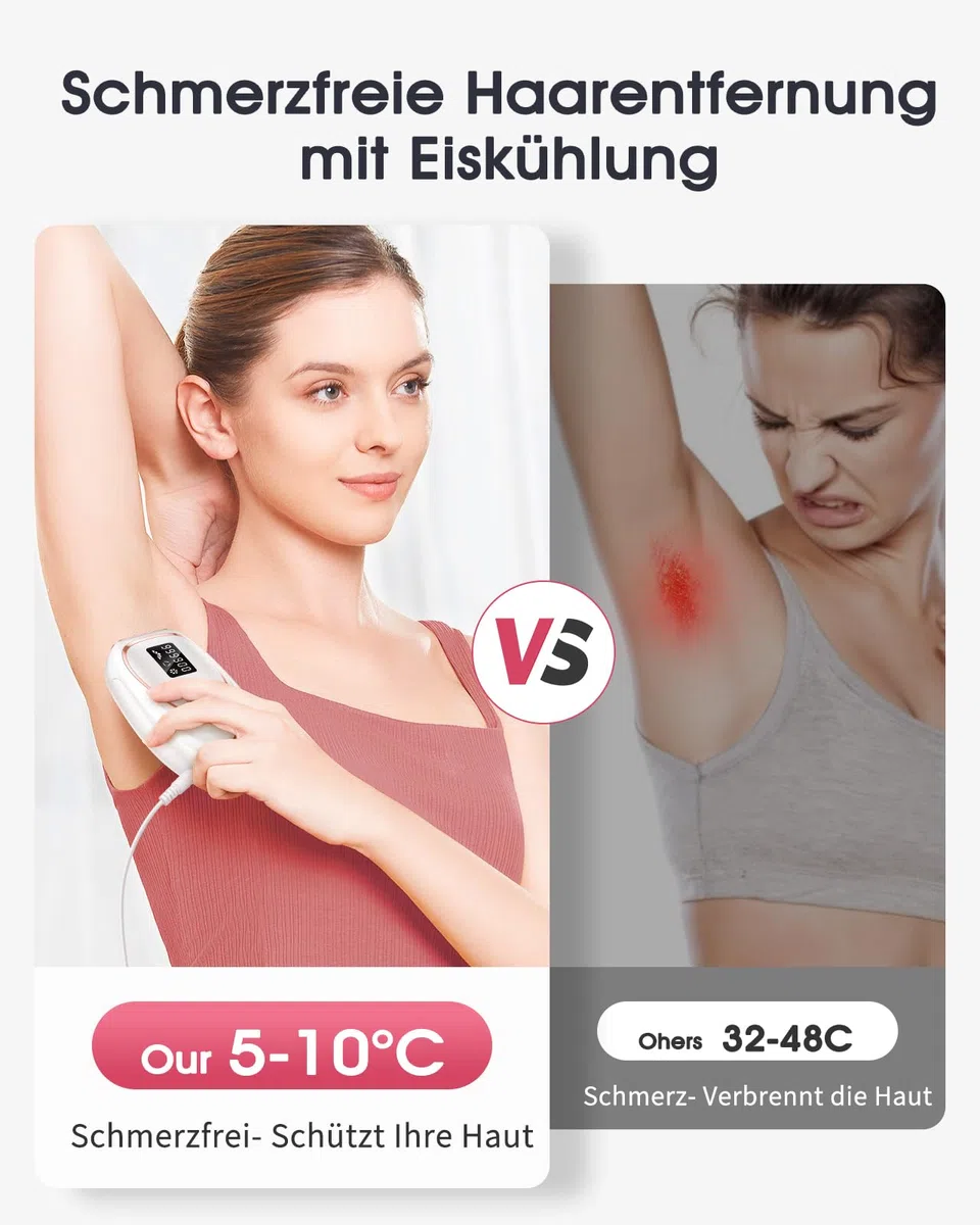 Depiladora de Luz Pulsada IPL con Función de Enfriamiento, 999,900 Flashes, 5 Nivel de Energía, Depiladora Láser Indolora para Mujeres, Hombres, Rostro, Axilas, Piernas y Cuerpo Bilanco