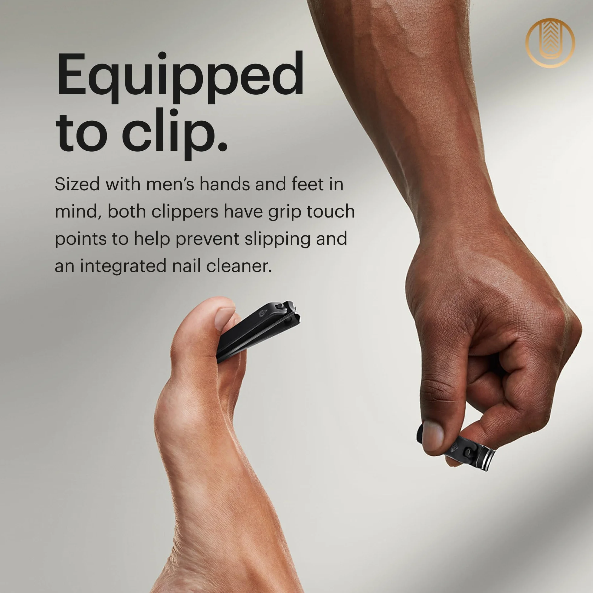MANSCAPED® Shears 3.0, juego de manicura de acero inoxidable para hombres de 5 piezas con cortaúñas de manos y pies, lima de uñas, pinzas de punta inclinada, tijeras para cutículas y estuche de viaje