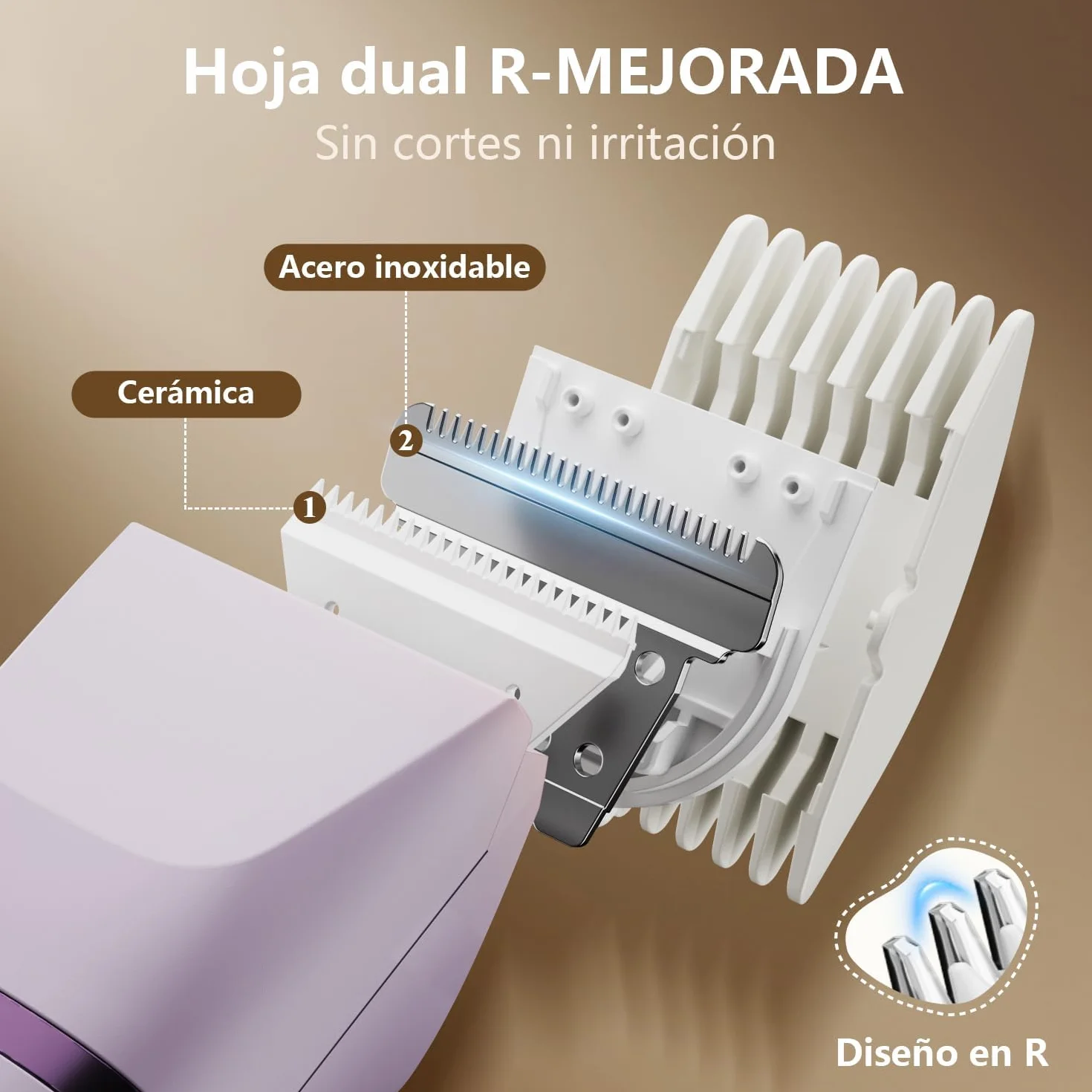 Afeitadora Electrica Mujer IPX7 Impermeable - Rasuradora Mujer Zona Intima (Cara, Braces y Cuerpo), Maquinilla Afeitar con 4 Peines de Precisión, Pantalla LED, Recarga USB, Regalos Aniversario