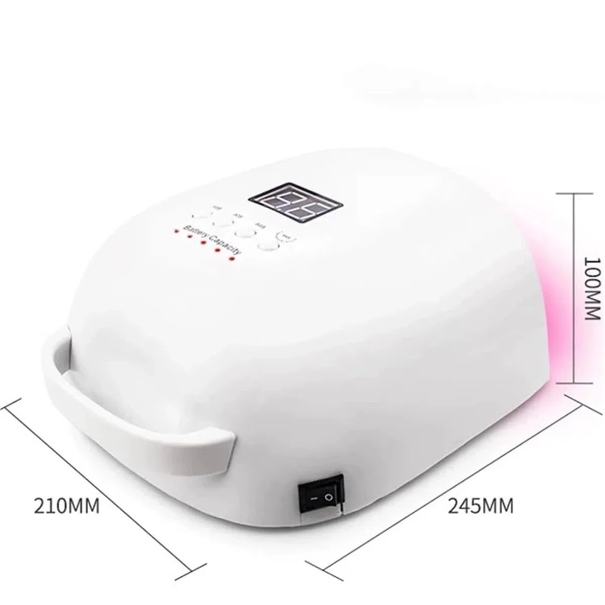 Lámpara UV para uñas, Lámpara de secado de uñas recargable de 86 W, máquina de secado de esmalte de gel, luz roja, manicura con mango, lámpara UV LED for uñas(Bianco)