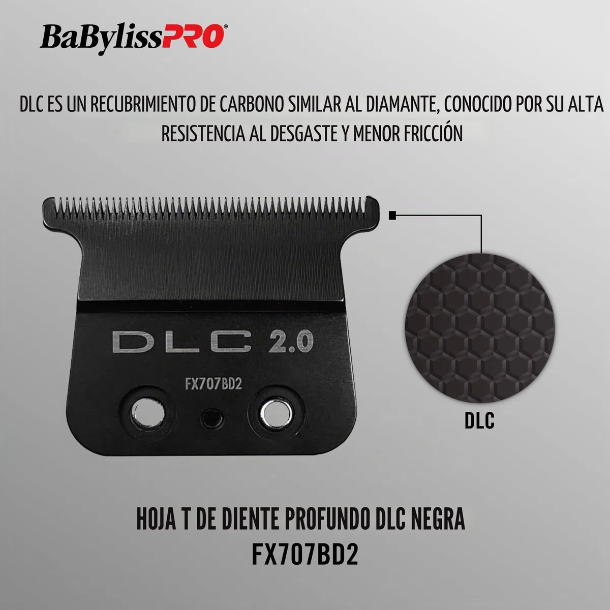 BabylissPRO FX707BD2 - Cuchillas de repuesto en T para máquinas cortapelos, DLC, dientes profundos de 2,0 mm para FX787 y FX726