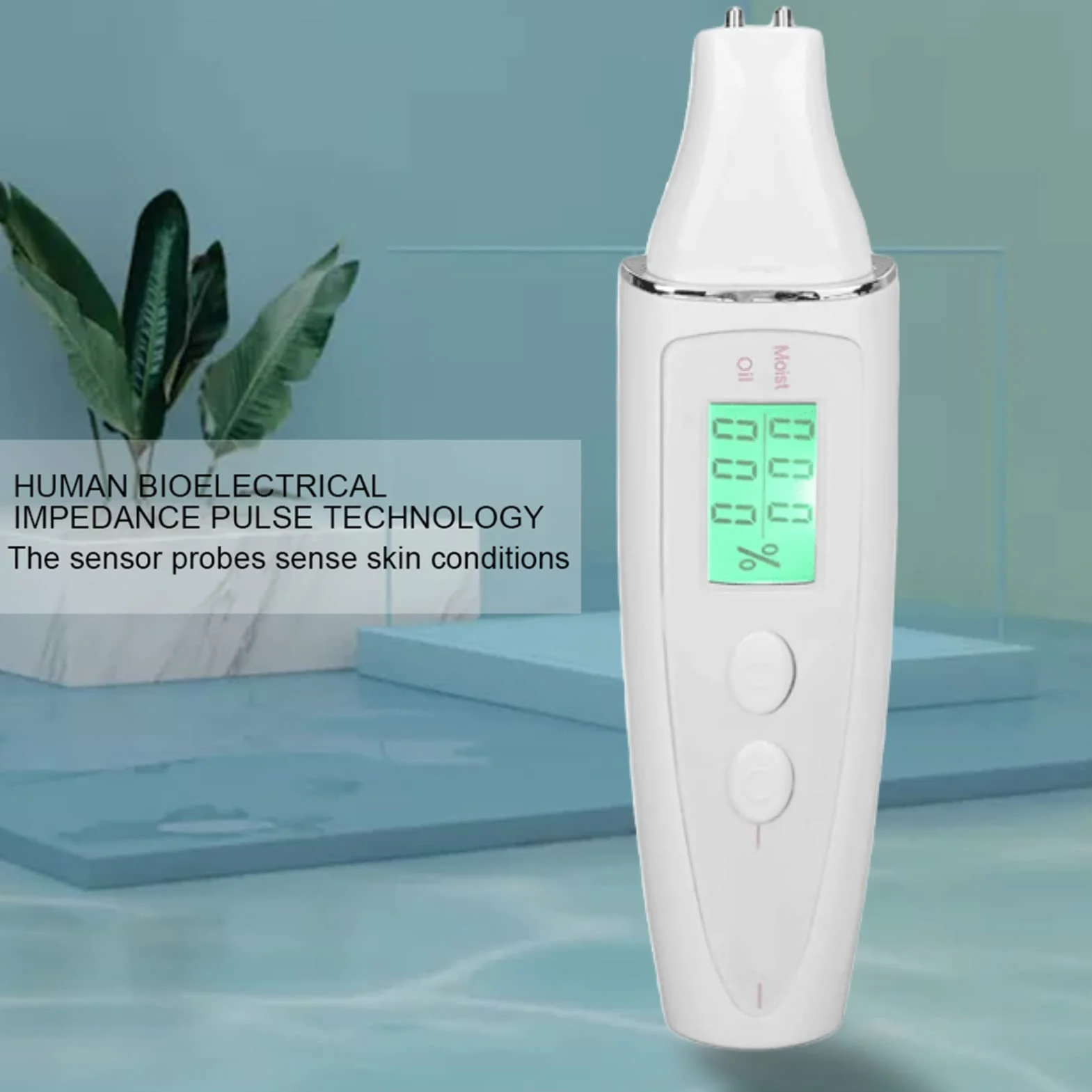 Probador de Piel Facial Con Pantalla Inteligente, Medidor Preciso de Humedad y Grasa Cutánea Portátil con Pantalla LED para Salón, Spa o Uso Doméstico Digital Skin Detector