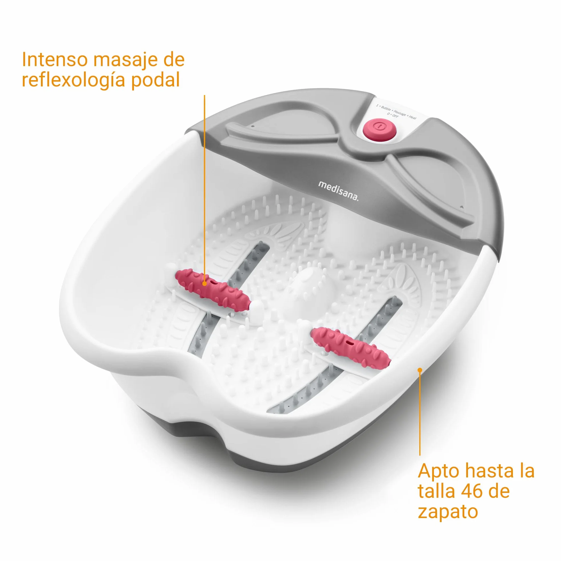 Medisana FS 300 spa para pies con masaje de zonas reflejas, baño de pies eléctrico, función de mantener el calor, con calefacción, para un agradable masaje
