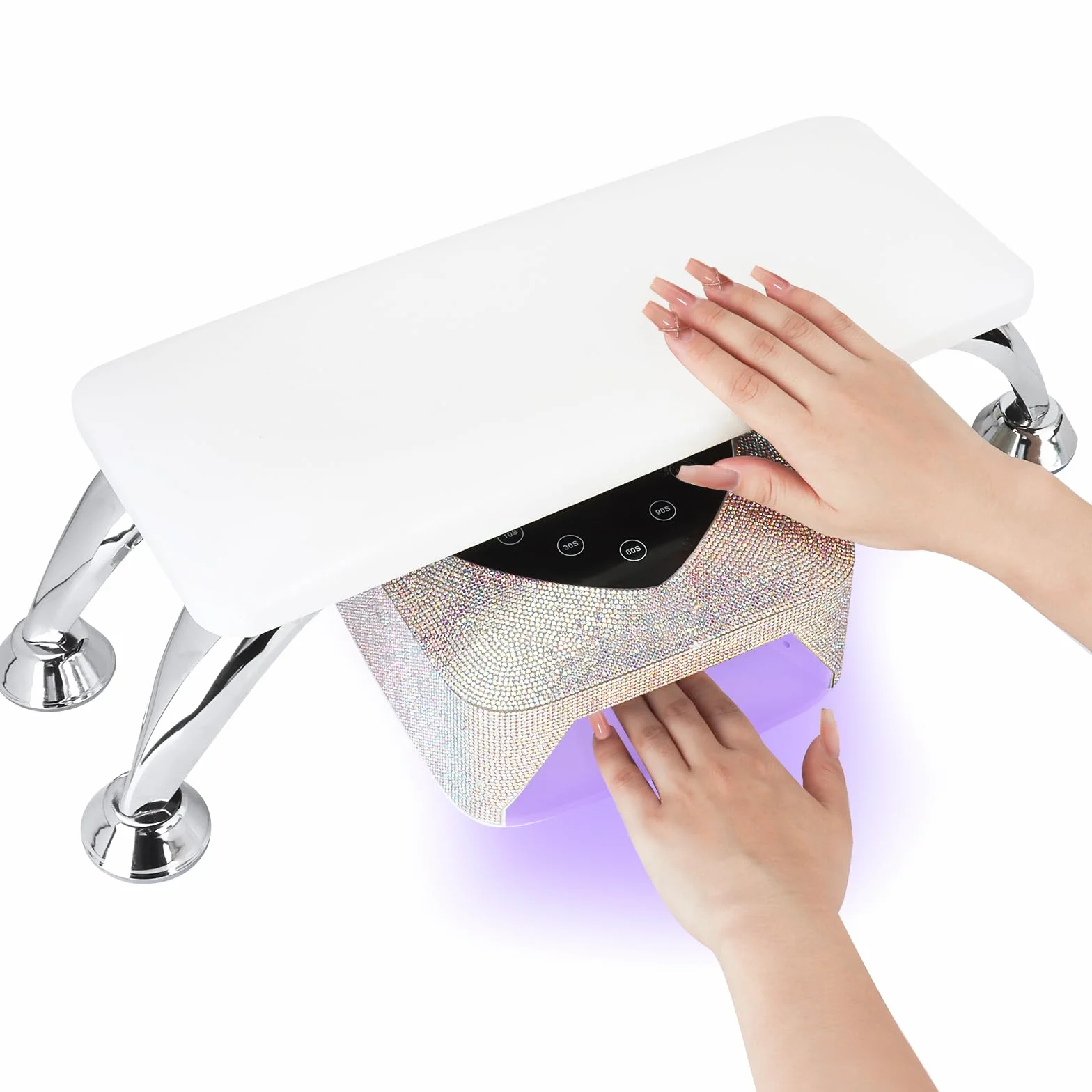 Cojín reposamanos para uñas,reposabrazos para uñas con soporte de acero inoxidable,Cojín de Mano de Manicura de Cuero de Microfibra ideal para salón de manicura,suave e impermeable (blanco)