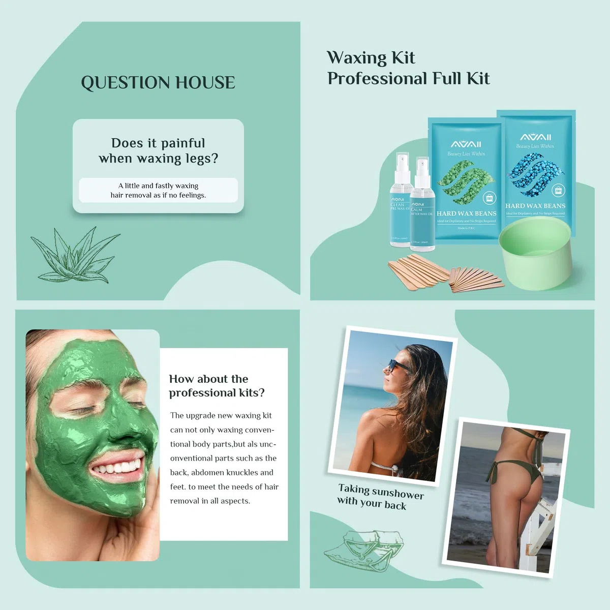 Kit de Depilación Profesional - Calentador de Cera Con 400g de Cuentas, 20 Anillos - Para Cara, Axilas, Piernas, Bikini y Cuerpo Completo