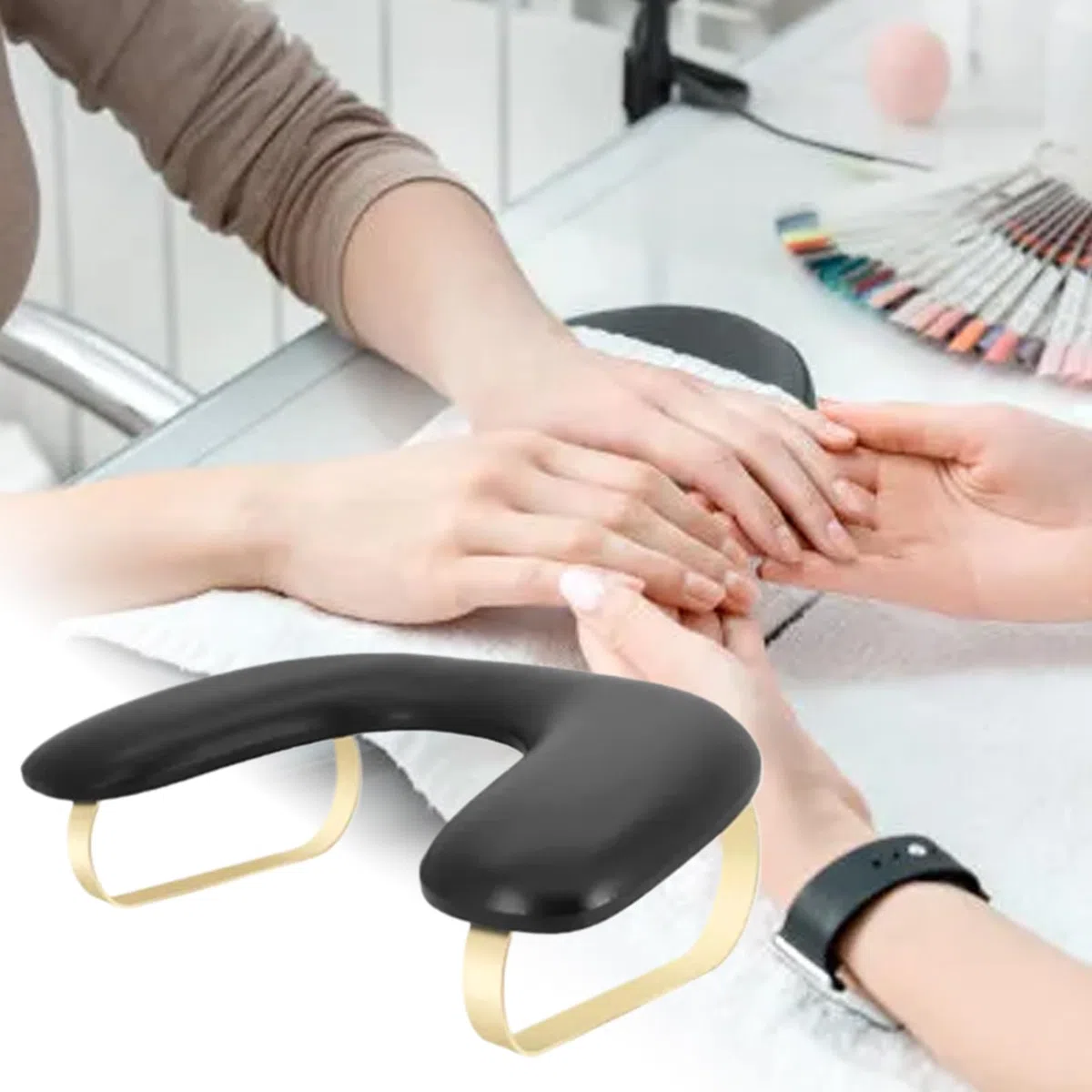 Reposabrazos para Nail Tech,Reposabrazos para Nails Tech | Soporte de reposamanos de cuero PU, cojín en forma de U, soporte para reposabrazos de uñas,Cojín desmontable para reposabrazos de escritorio