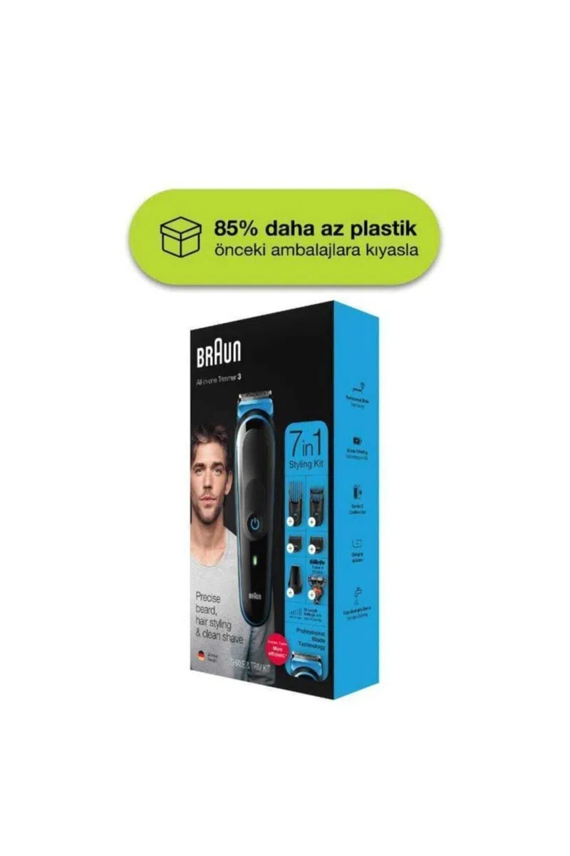 Braun Cortapelos para hombre MGK5245, cortadora de barba 7 en 1, kit de aseo para hombre, inalámbrico y recargable, con maquinilla de afeitar Gillette ProGlide