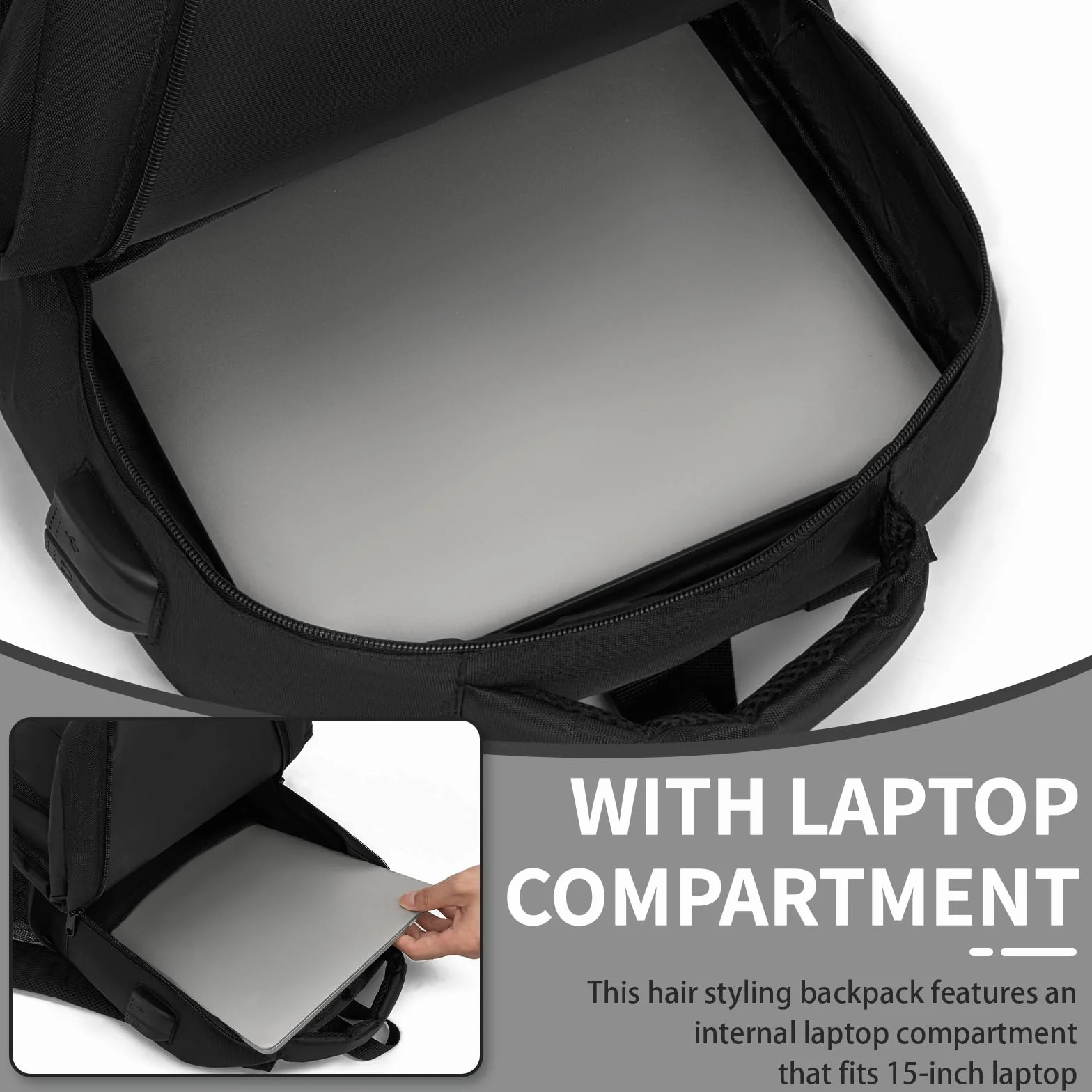 Barbería portaherramientas, barbería almacenamiento maleta, Clipper y accesorios organizador, peluquería mochila portátil para barbería, bolsa barber, negro
