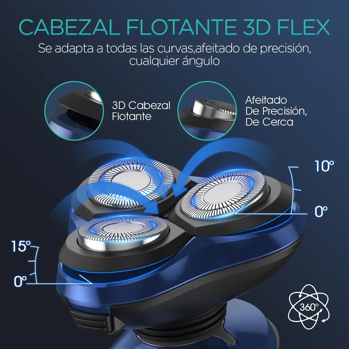 VOYOR Máquina de afeitar Afeitadora Eléctrica Recargable Para Hombres, Recortadora de Barba, Juego de Afeitadora En Húmedo y Seco TX410 (Azul)