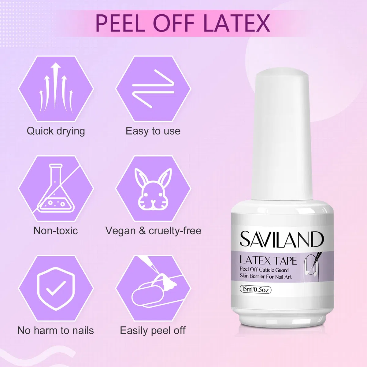 SAVILAND 2 Piezas Látex Líquido Para Uñas – Cinta De Látex Para Uñas Arte Exfoliante De Cutículas Esmalte De Uñas Protección Barrera De La Piel Protección Gel Esmalte De Uñas Manicura Principiantes