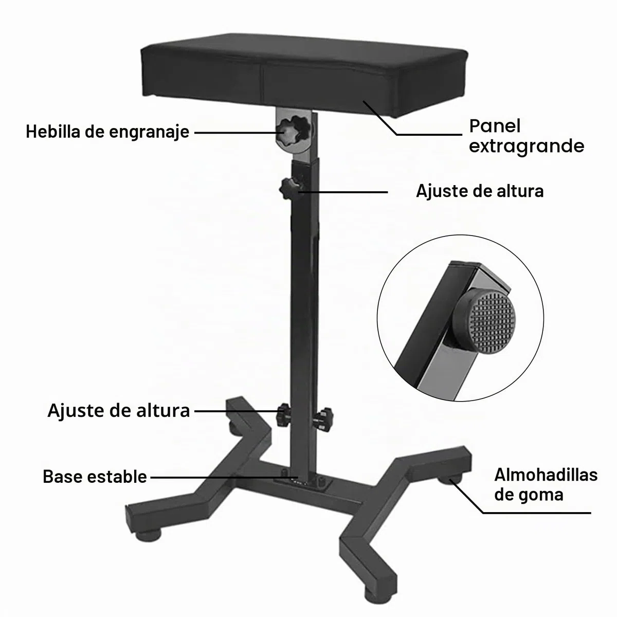 Reposabrazos Profesional para Tatuajes, Soporte de Brazo Plegable con Reposapiernas Ajustable en Altura, Base Estable y Apoyo Acolchado para Estudios de Tatuadores