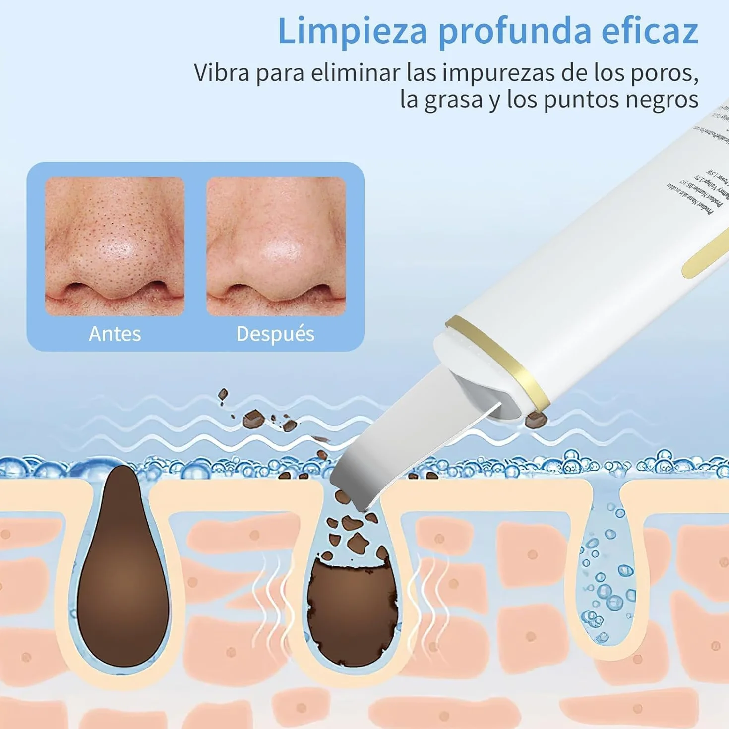 GUGUG Peeling Ultrasónico Facial, Skin Scrubber, Limpiador Facial, Exfoliación de Cara 4 Modos para Limpiar los Poros y Cuidar la Piel, USB Recargable, Dispositivo de Belleza