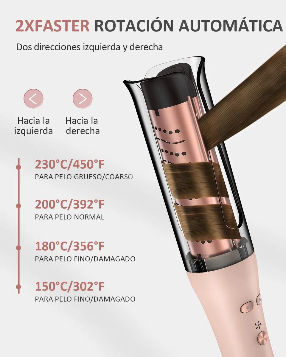 Rizador de Pelo Automatico, Rizador automático de iones negativos Rizador pelo Ondas Automático Rizos Grandes Beach Waves Moldeador Tenacilla para Pelo Largo Hair Curler Anti-Quemaduras