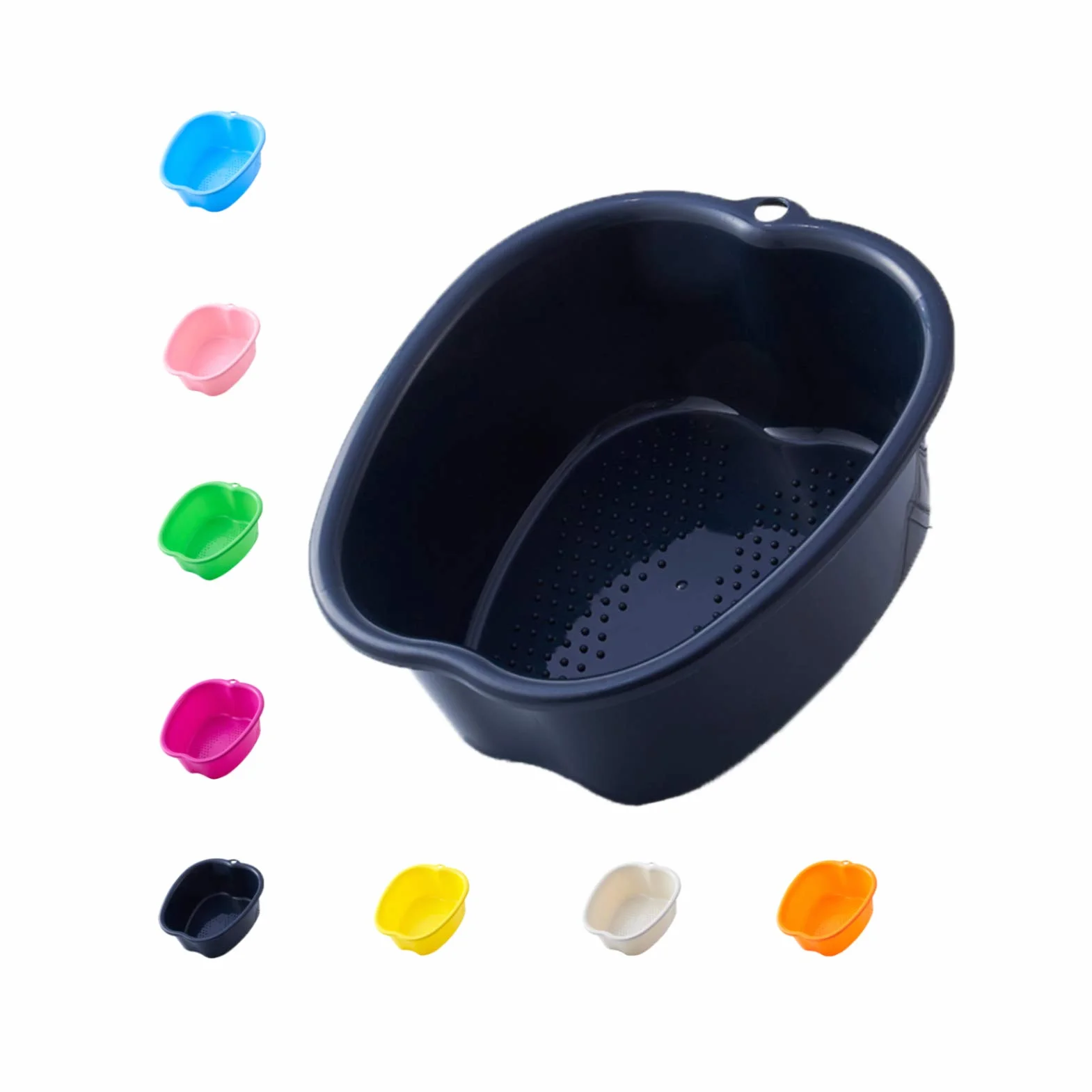 Cuenco grande de plástico para spa y pedicura, para pedicura, para pedicura, desintoxicación y masaje, perfecto para remojar tus pies, uñas y tobillos (White) (Black)