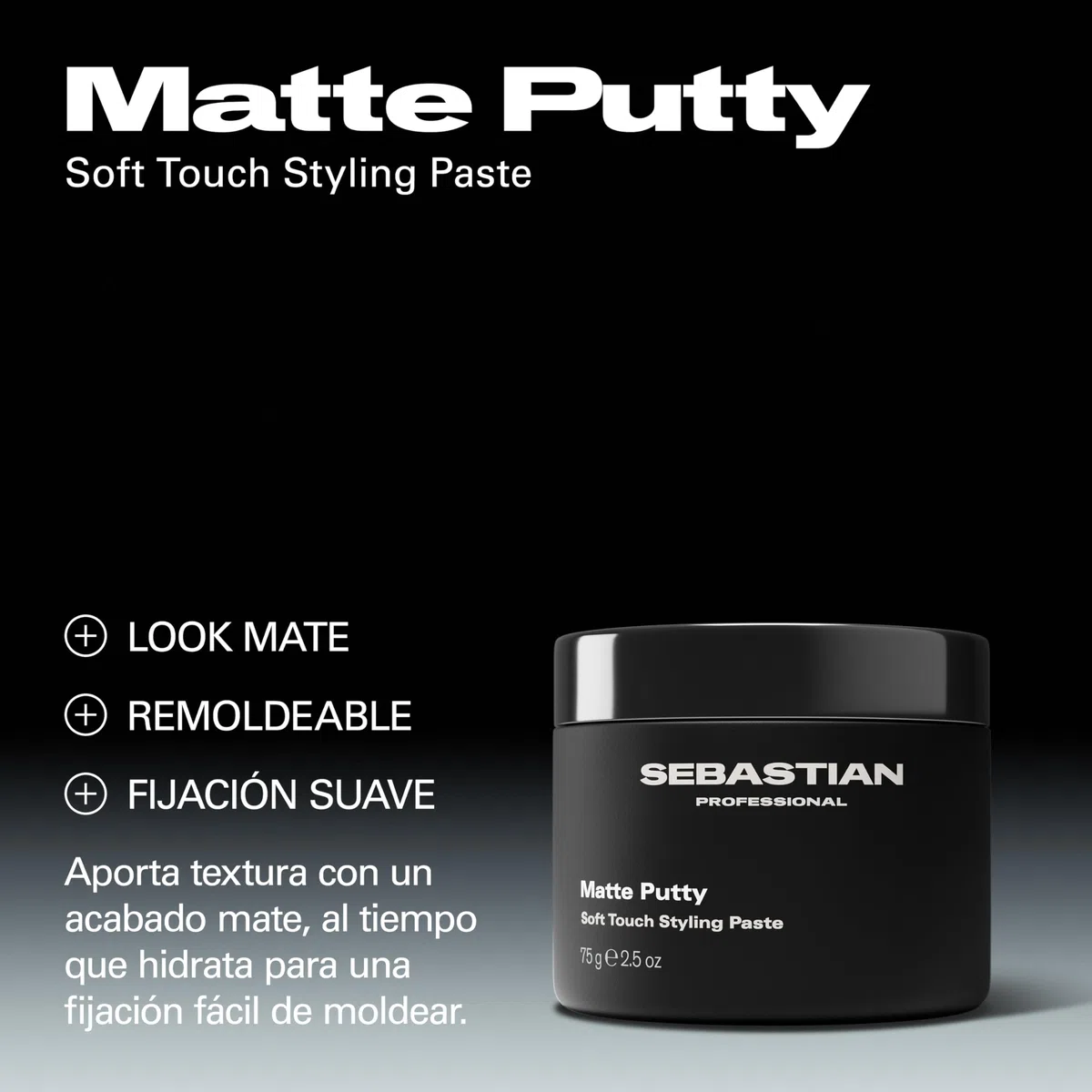 Sebastian Professional Matte Putty | Pasta de Peinado con Acabado Mate | Cabello con Textura | Remoldeable con Fijación Suave y Ligera | Para Cualquier Longitud | 75g